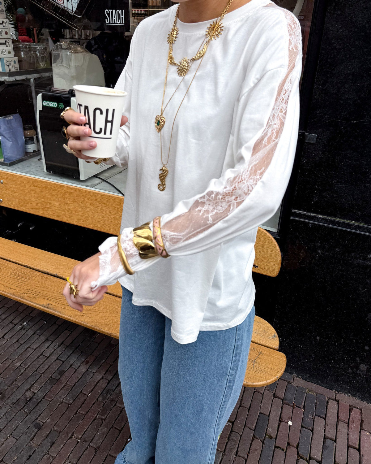 Sterre Longsleeve Lace | wit