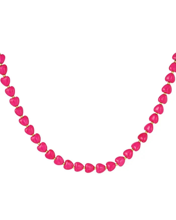 Fuchsia Hearts Necklace