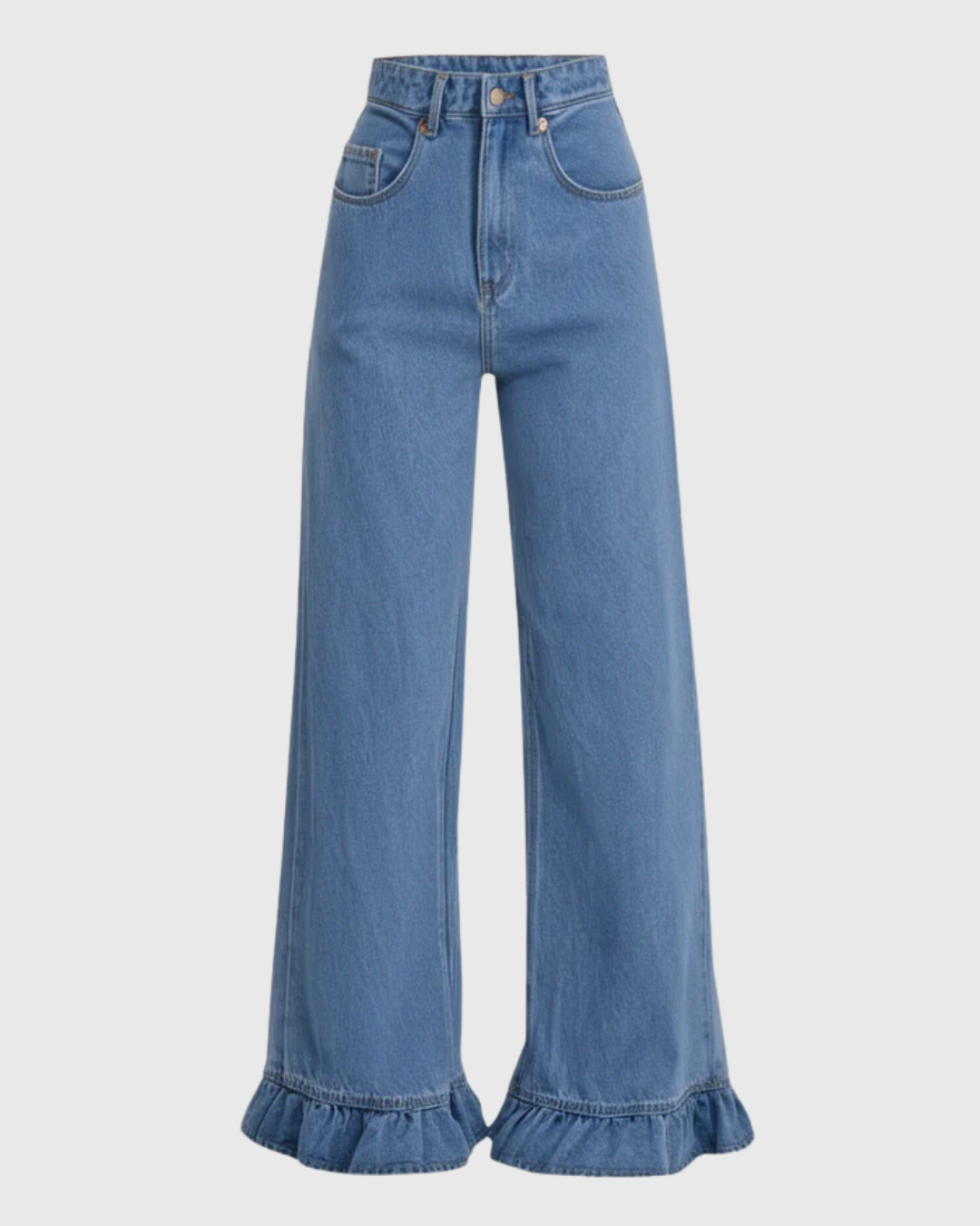 May Straight Leg Ruffle Jeans | Sky Blue
