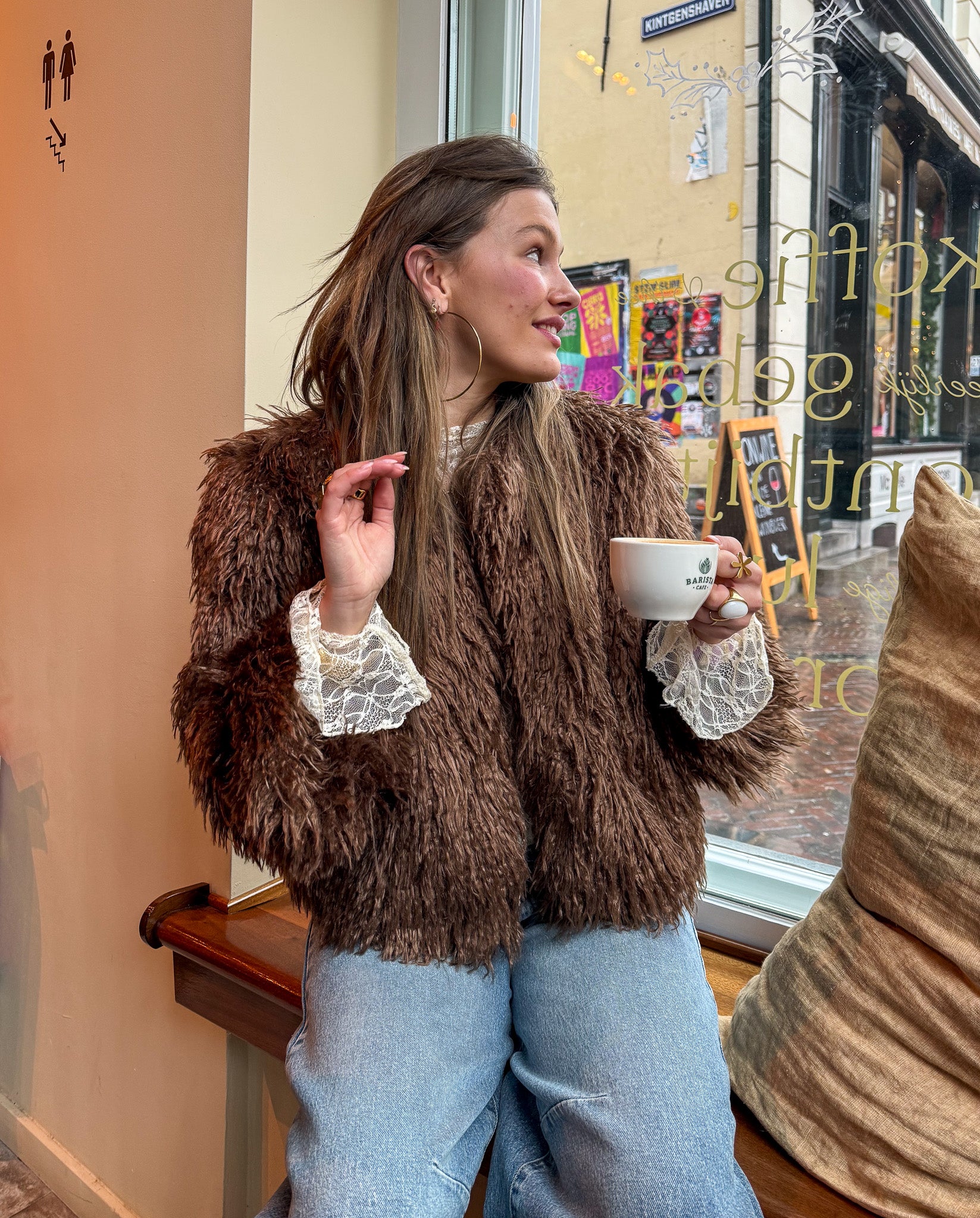 Anne Fluffy Jacket Brown