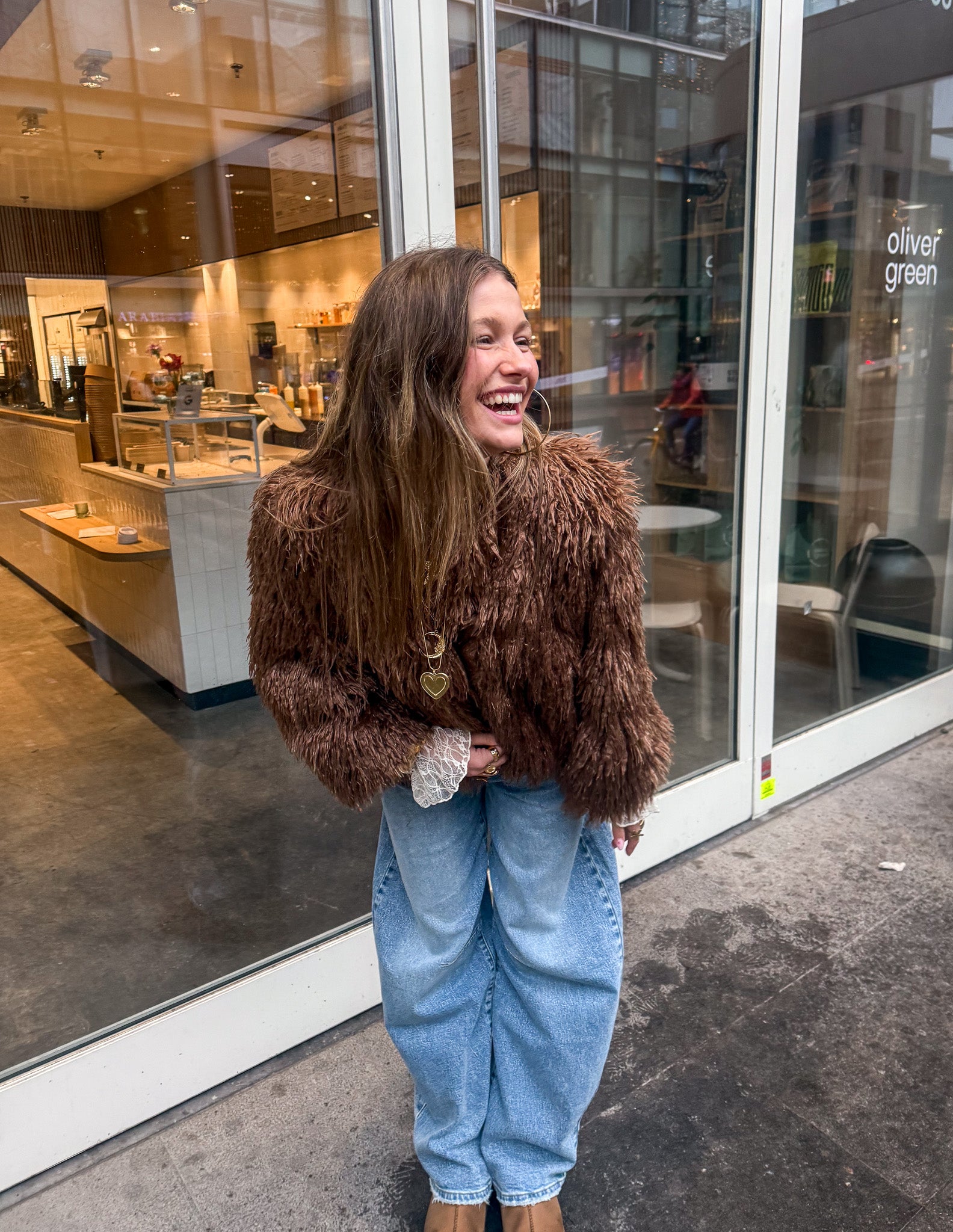 Anne Fluffy Jacket Brown