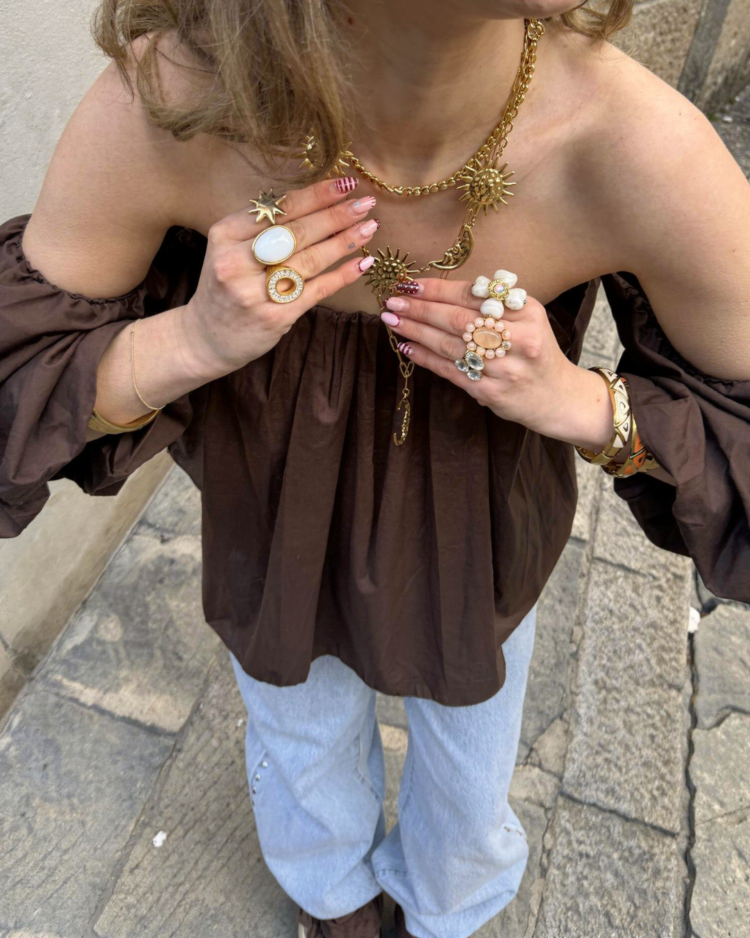 Mini Hearts Necklace Gold