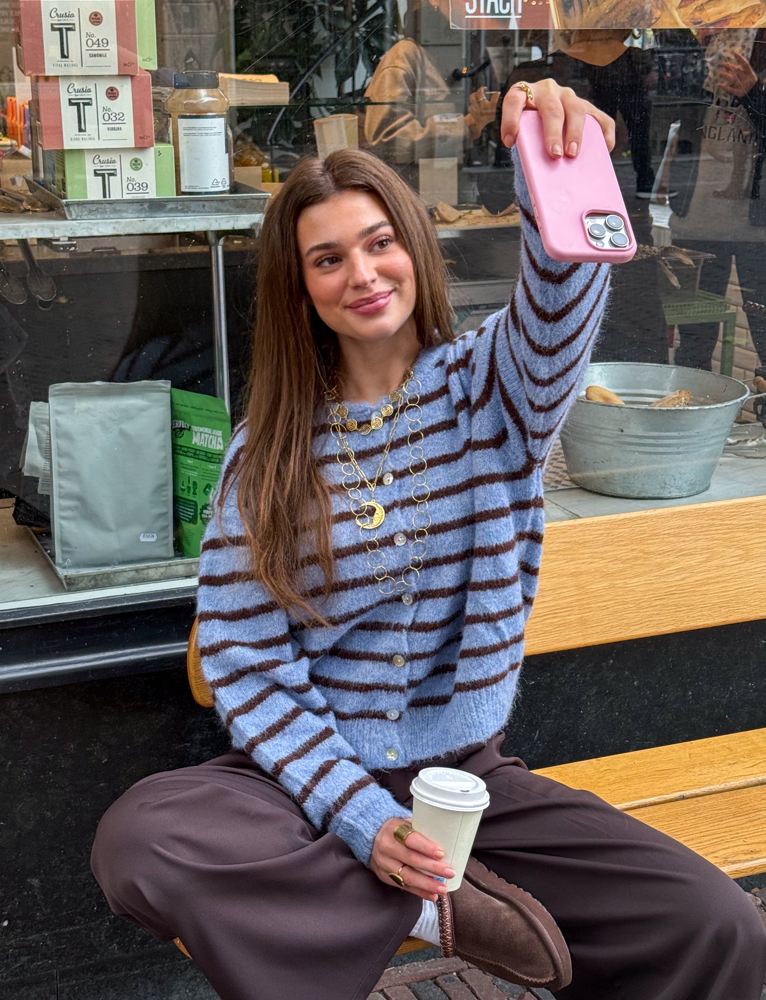 Aurora Vest Stripe Blue/Brown