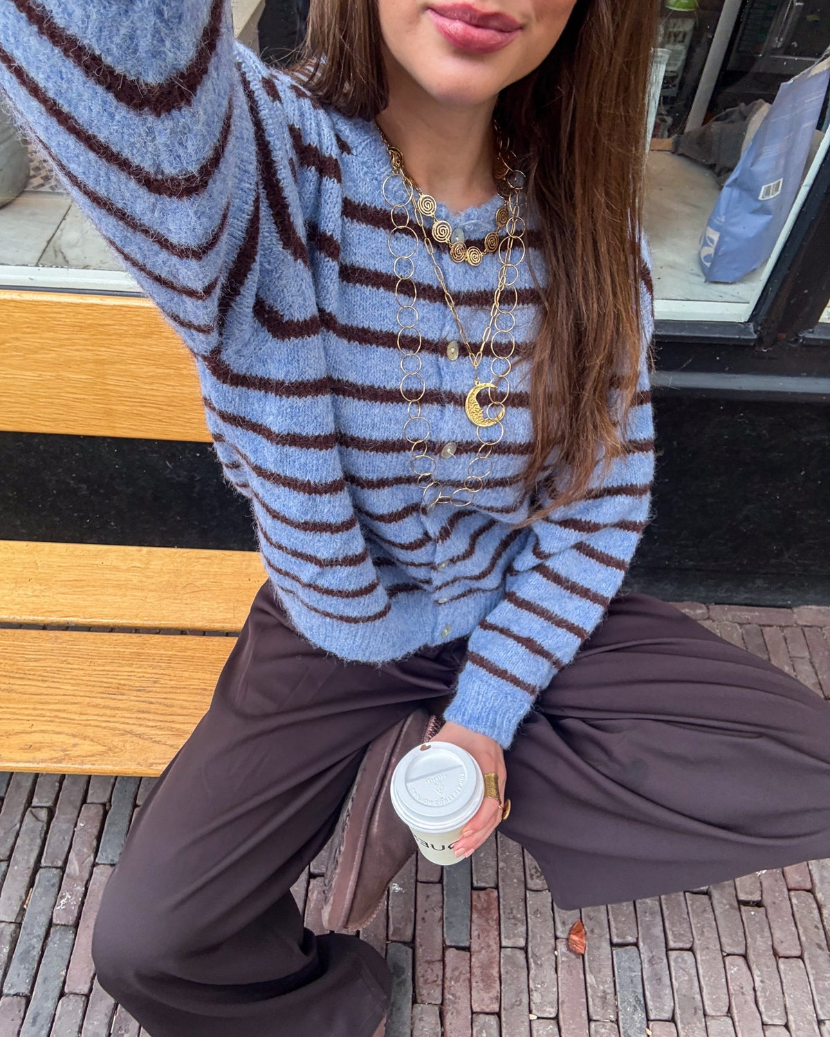 Aurora Vest Gestreept | Brown