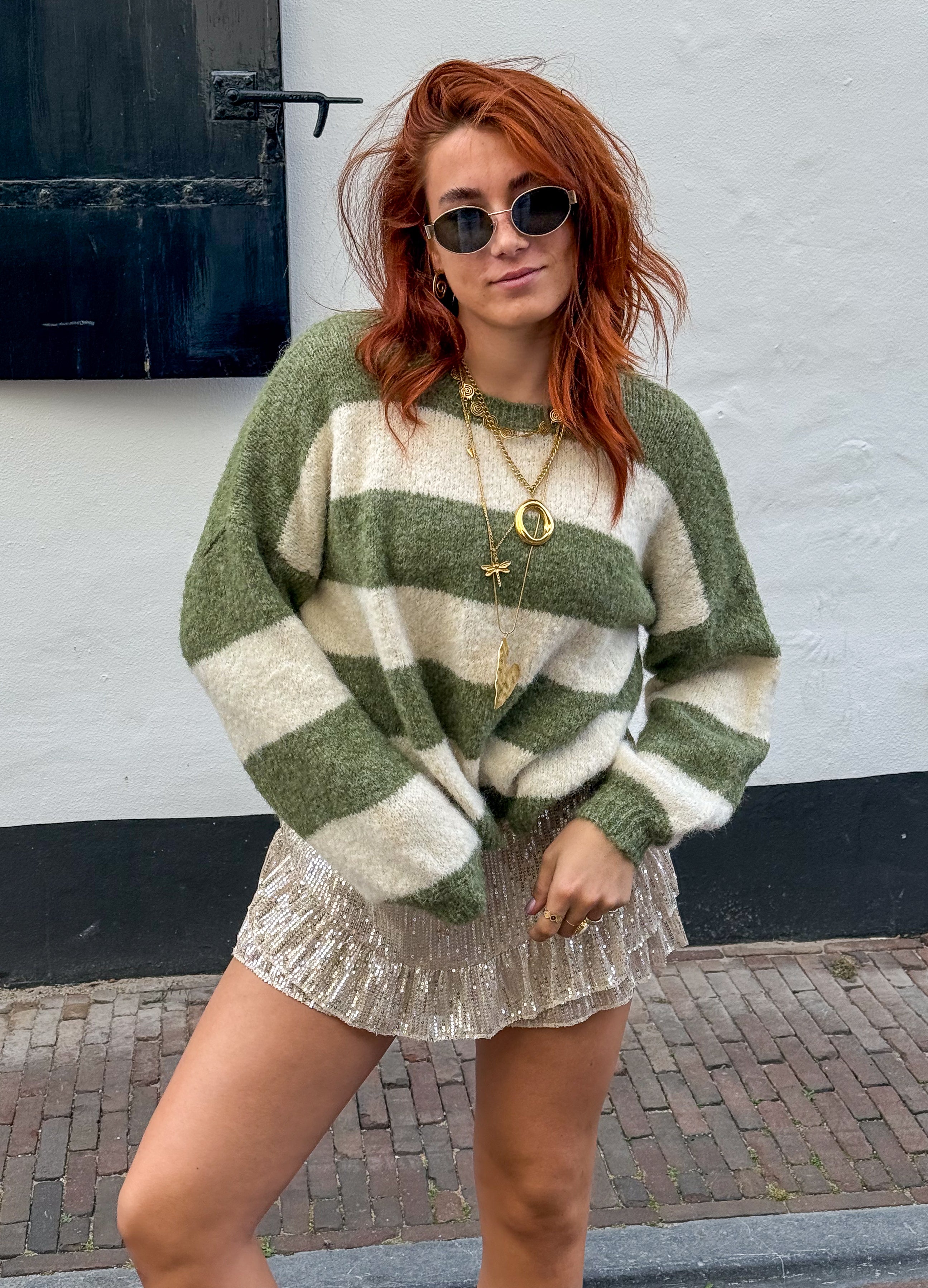 Ayla Striped Knit Olive