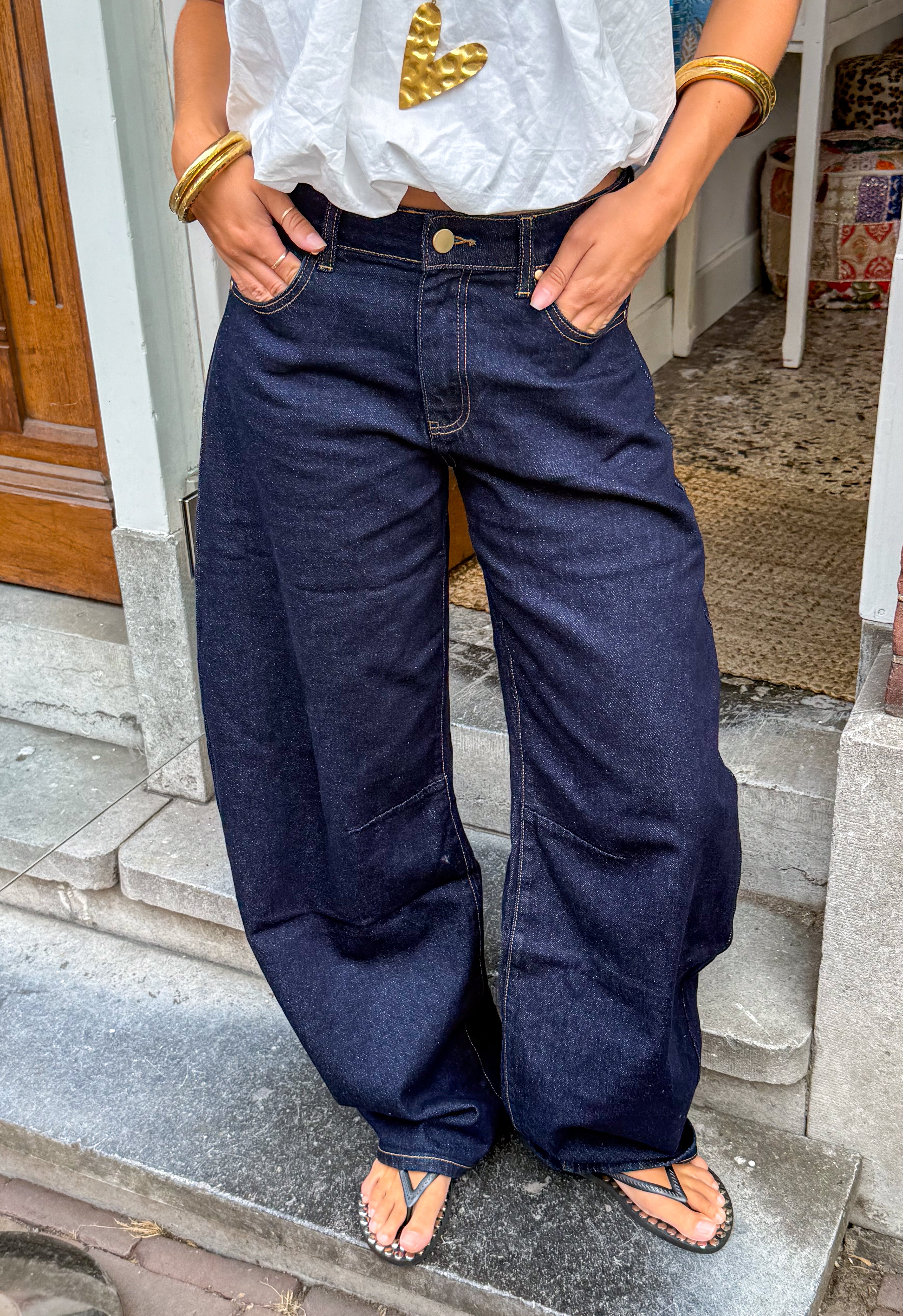 Baggy Balloon Fit Jeans Midnight Blue
