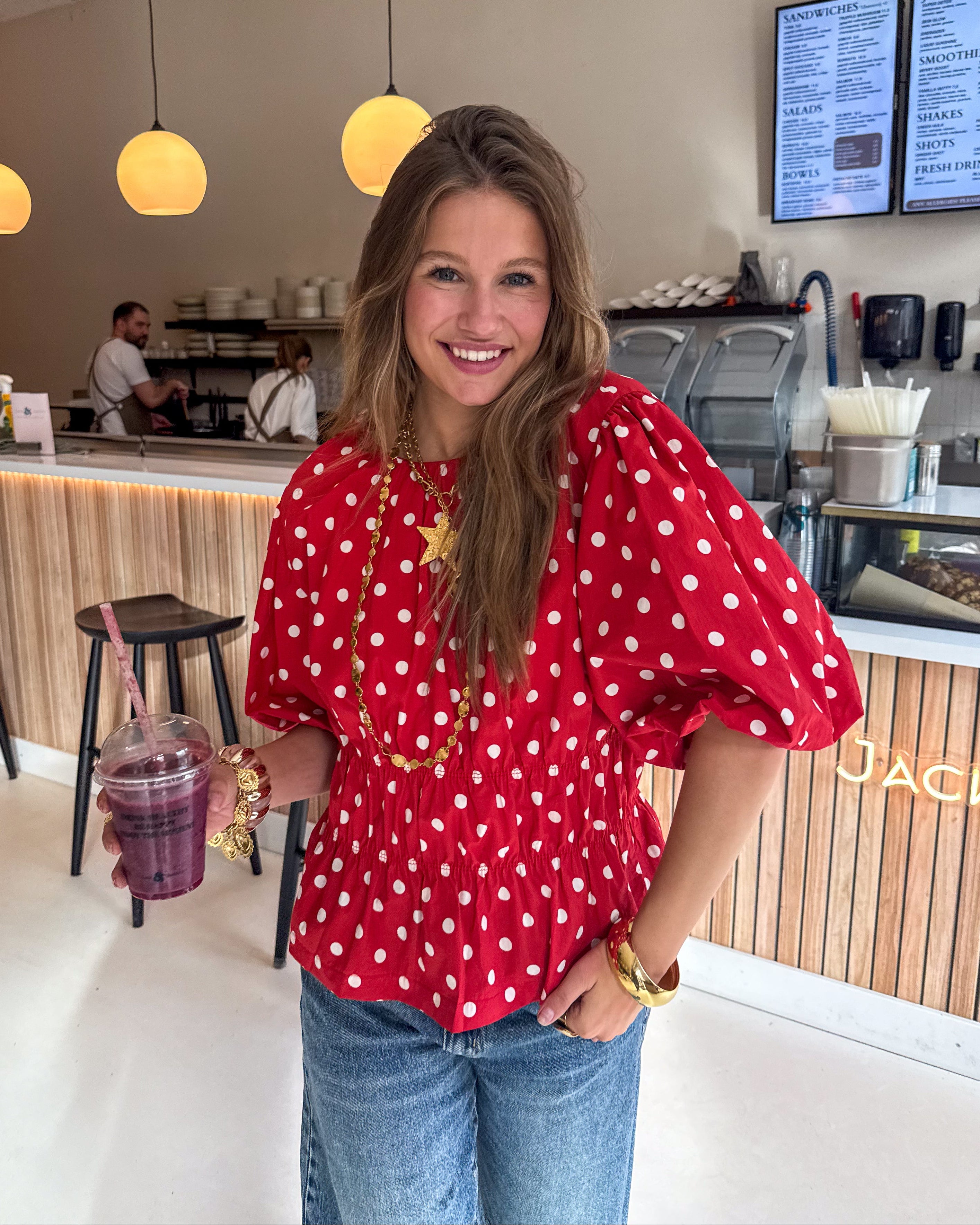 Blush Dots Top Red