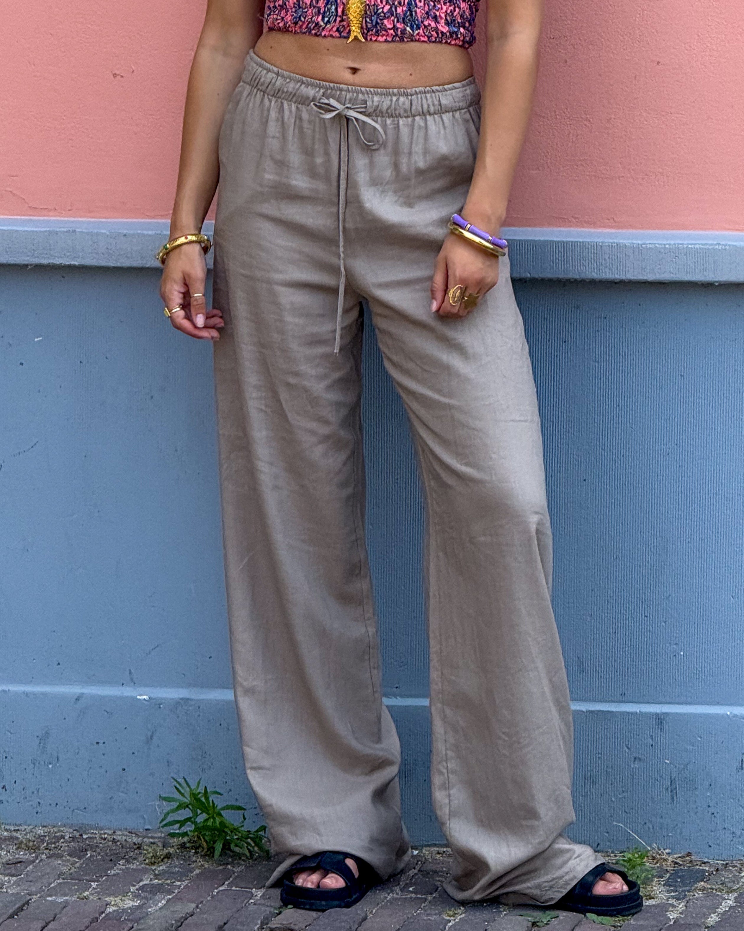Compliment Linen Pantalon Taupe - Tall