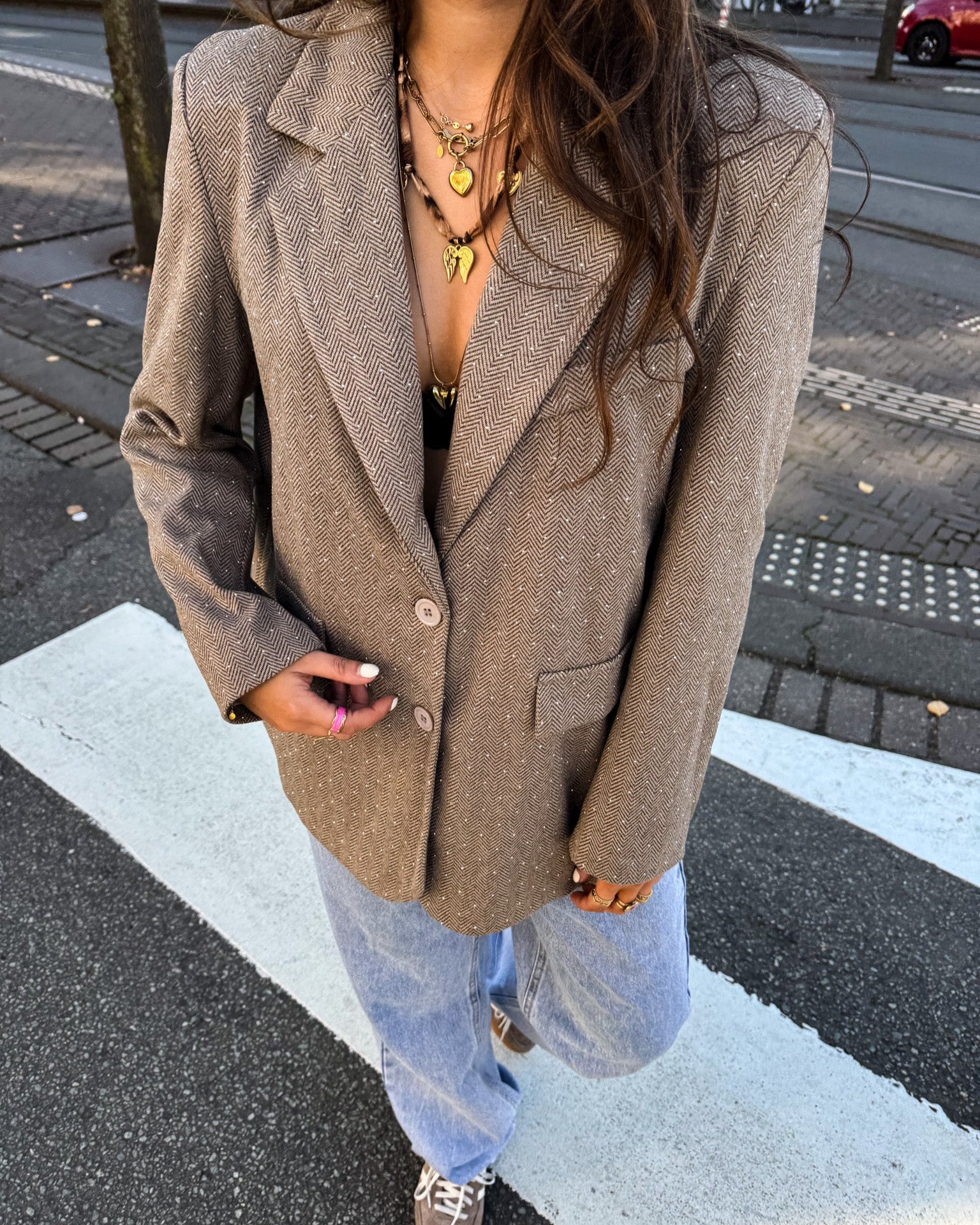 Diamond Oversized Blazer Brown