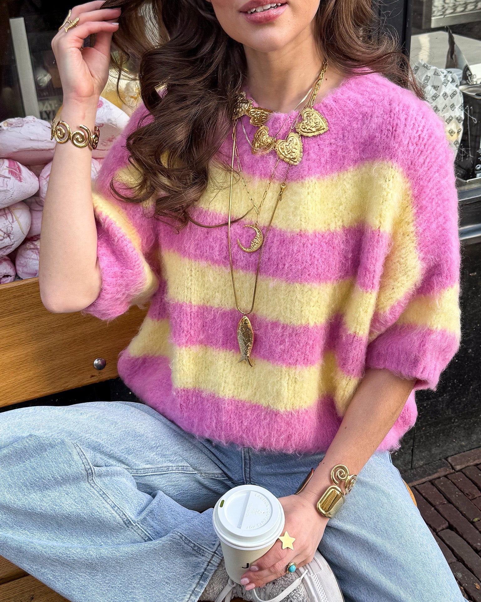 Drew Striped Knit Pink/Lemon