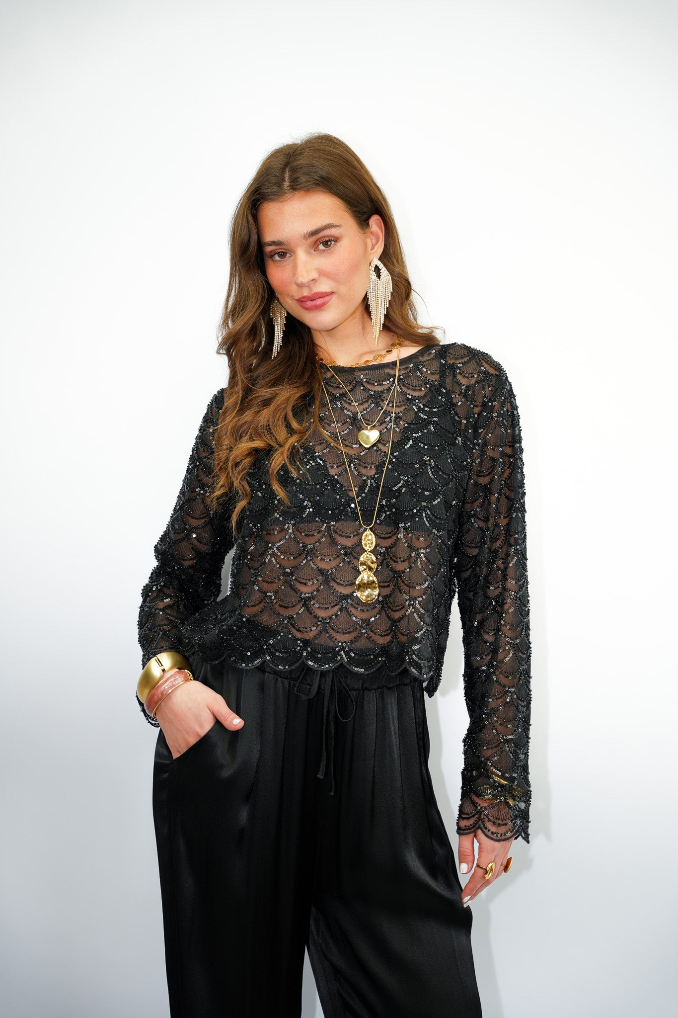 Elen Sparkle Top Black