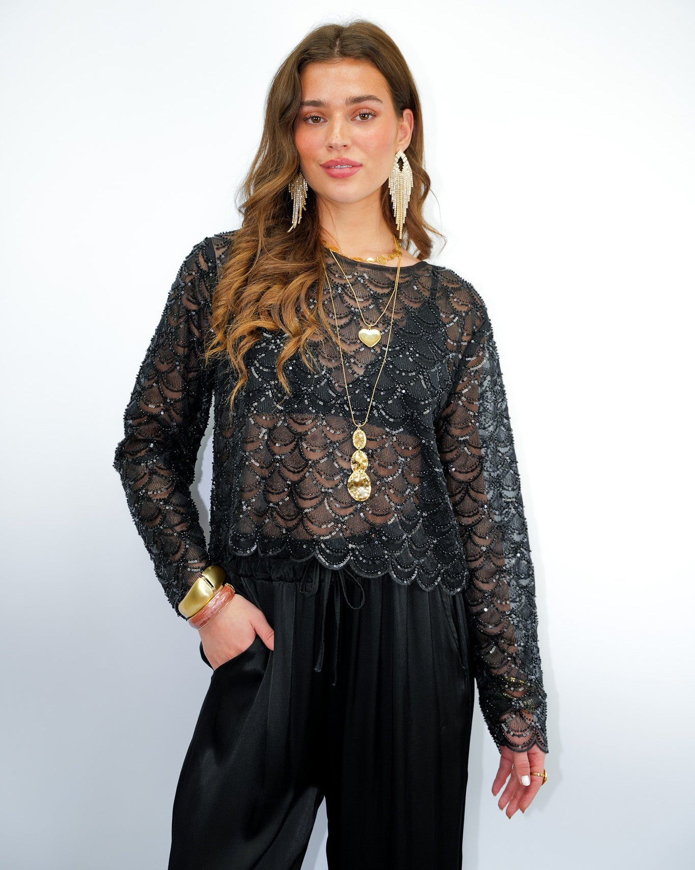 Elen Sparkle Top Black