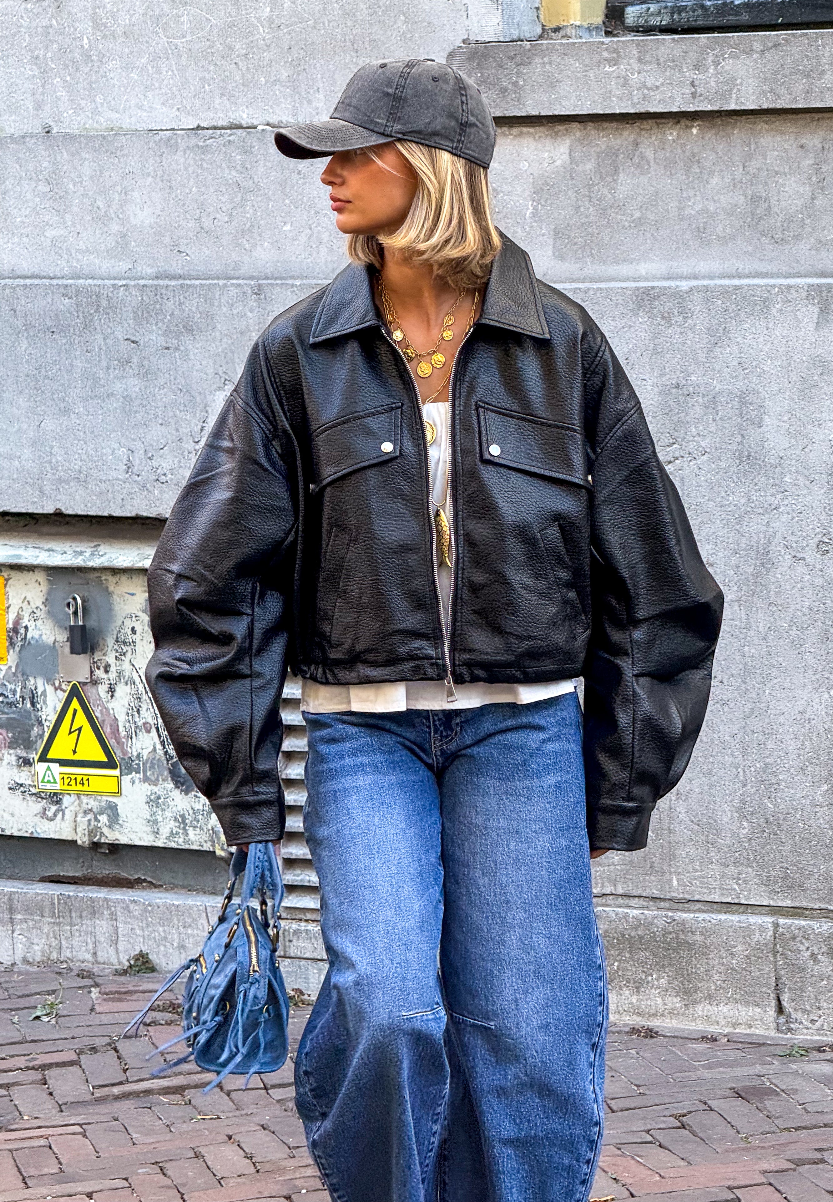 Frame Leather Bomber Jacket Black