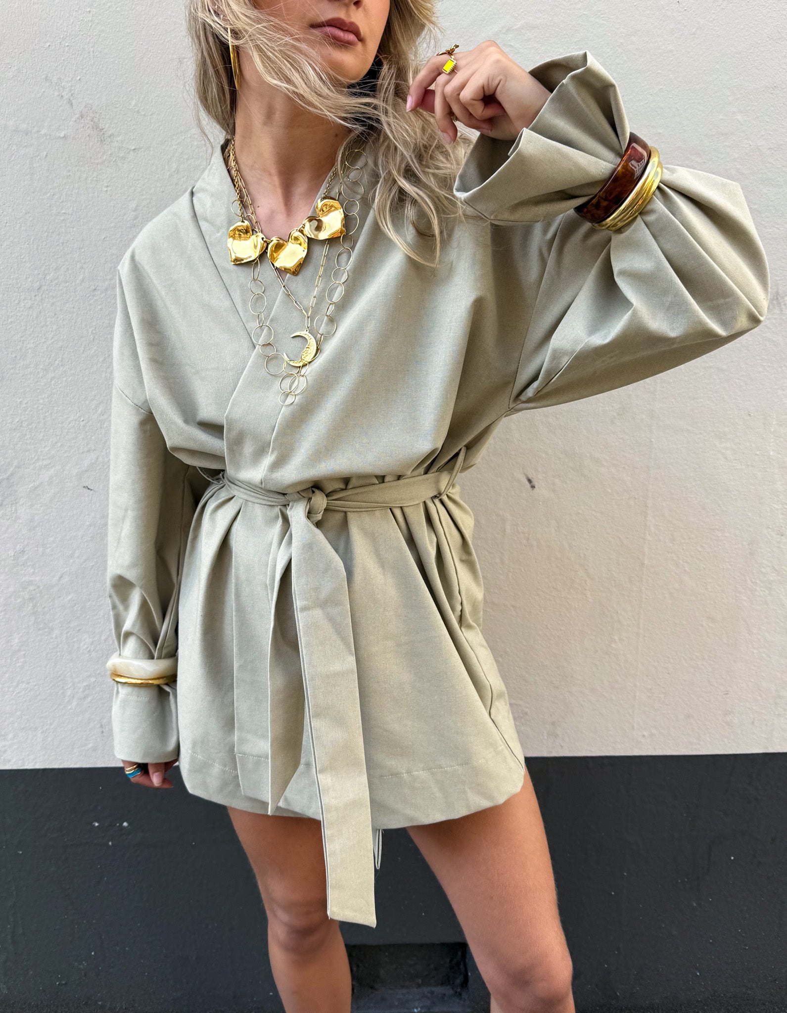 Francis Kimono Dress Kaki