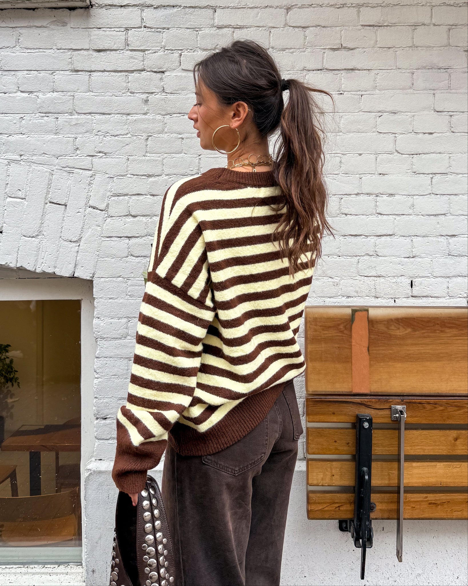 Gemma Striped Knit Lemon/Brown