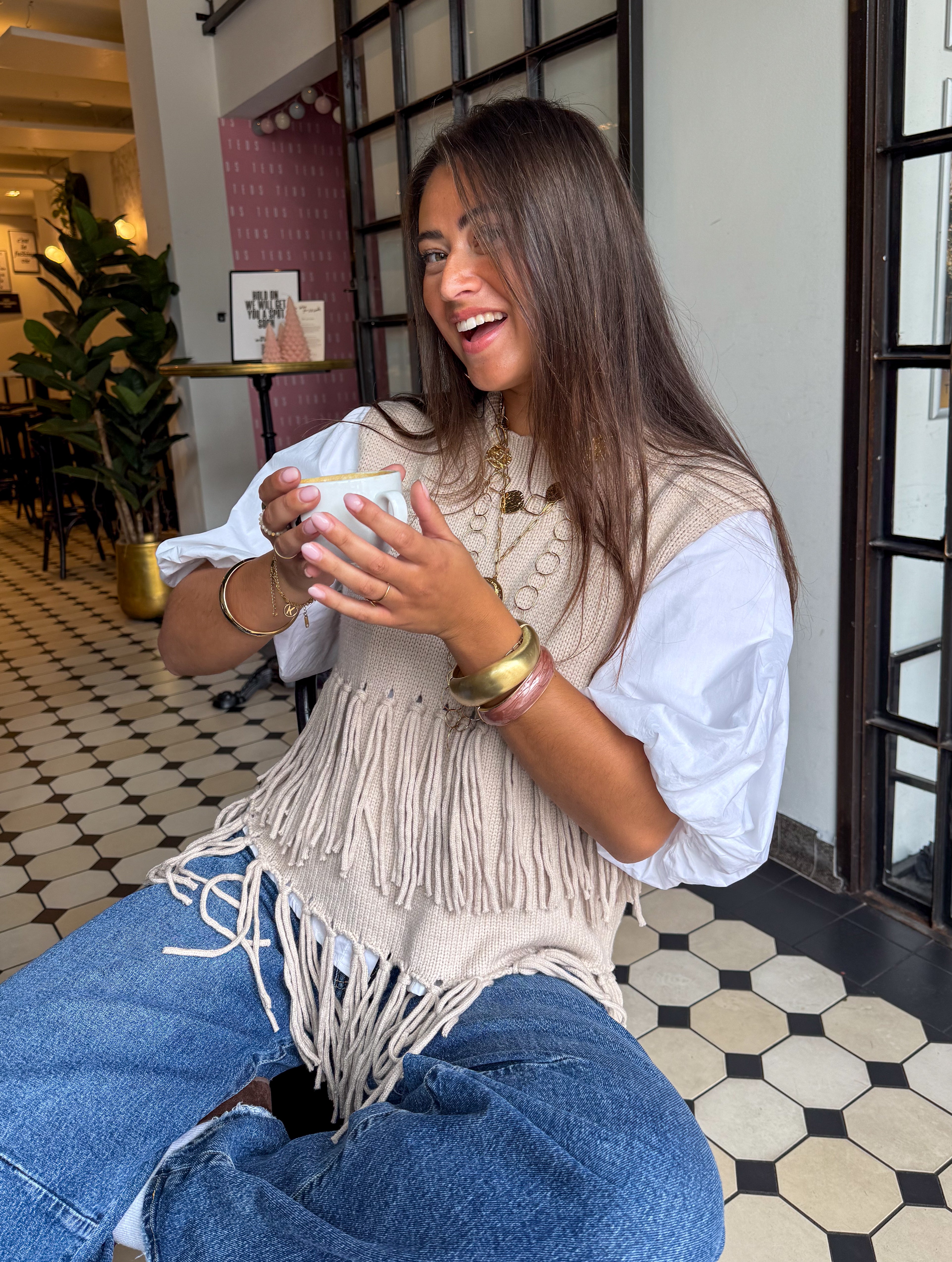 Harvest Fringe Spencer Beige