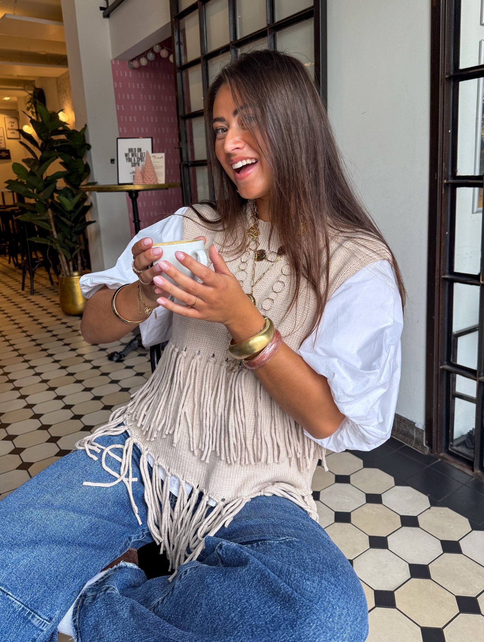 Harvest Fringe Spencer Beige