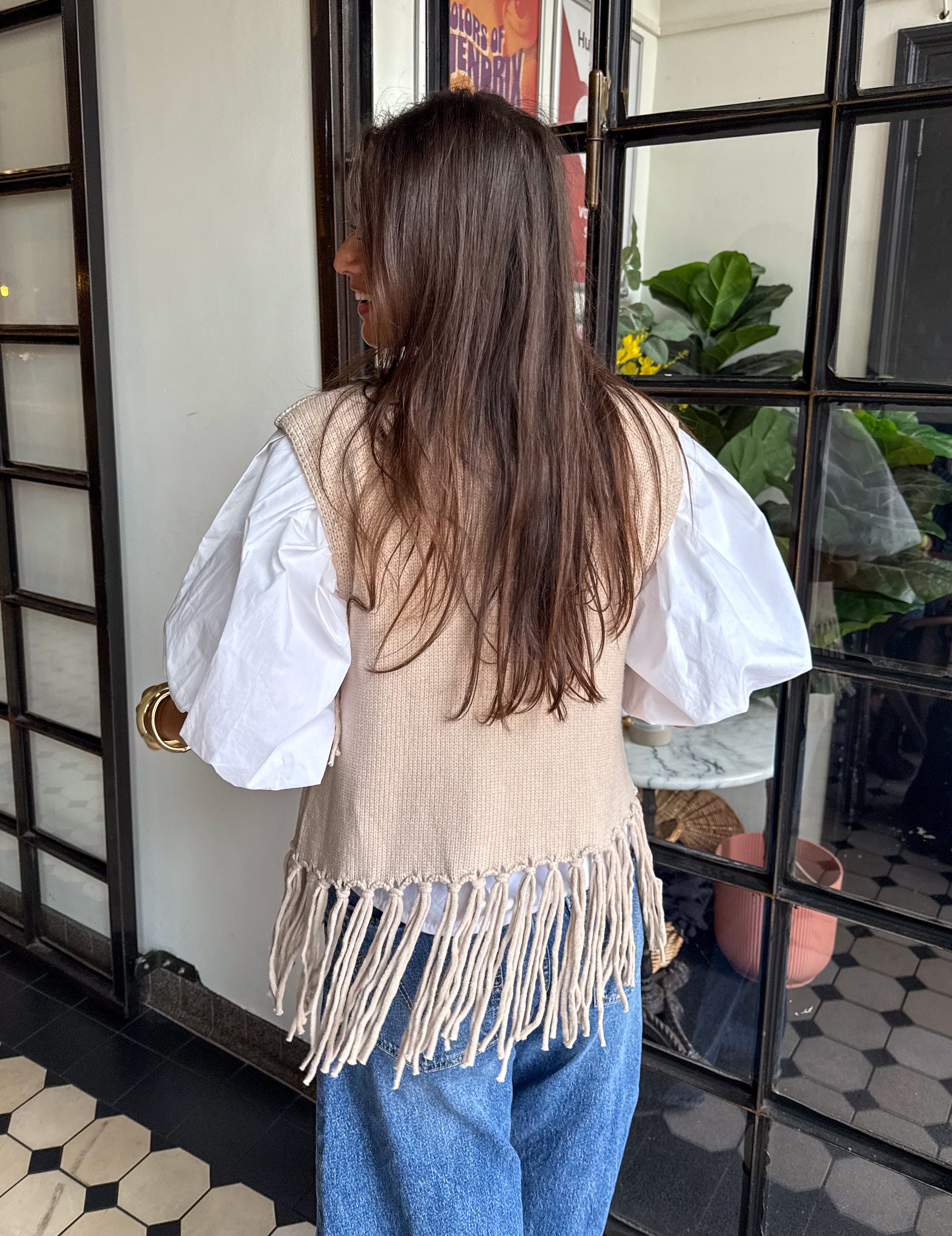 Harvest Fringe Spencer Beige