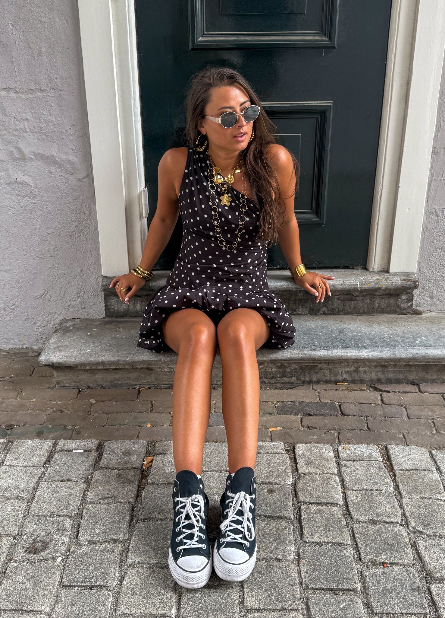 Pien Dots Dress Black