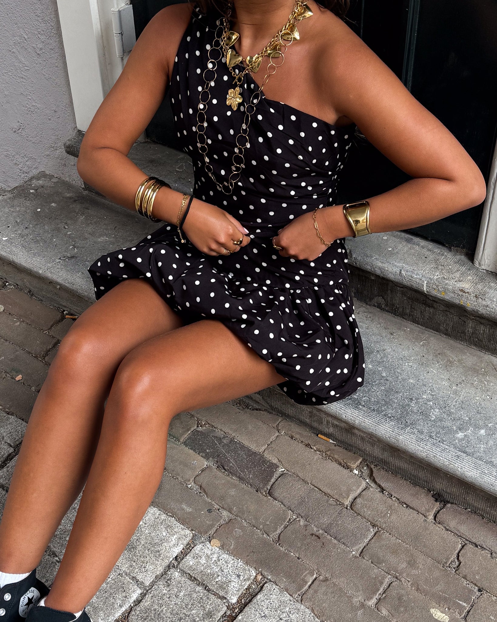 Pien Dots Dress Black