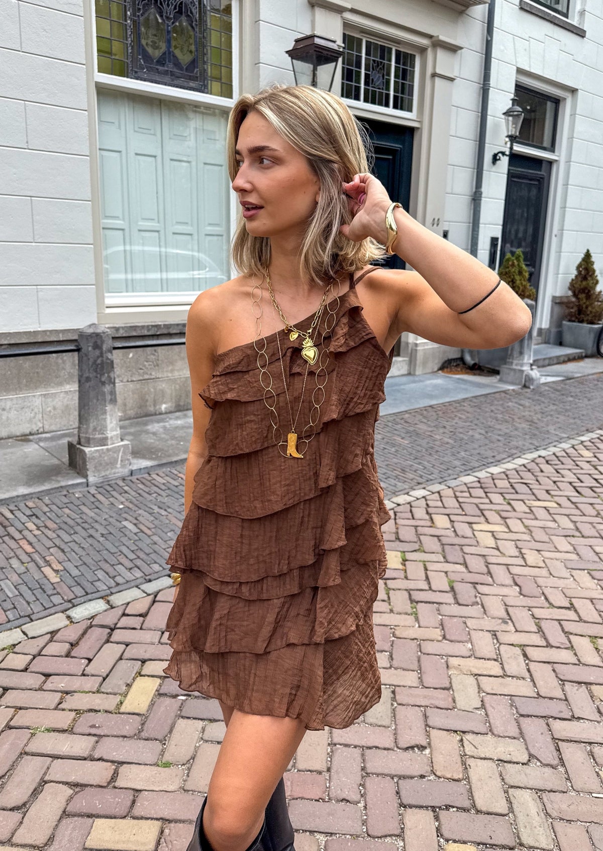 Kate Flowy Jurk | Brown