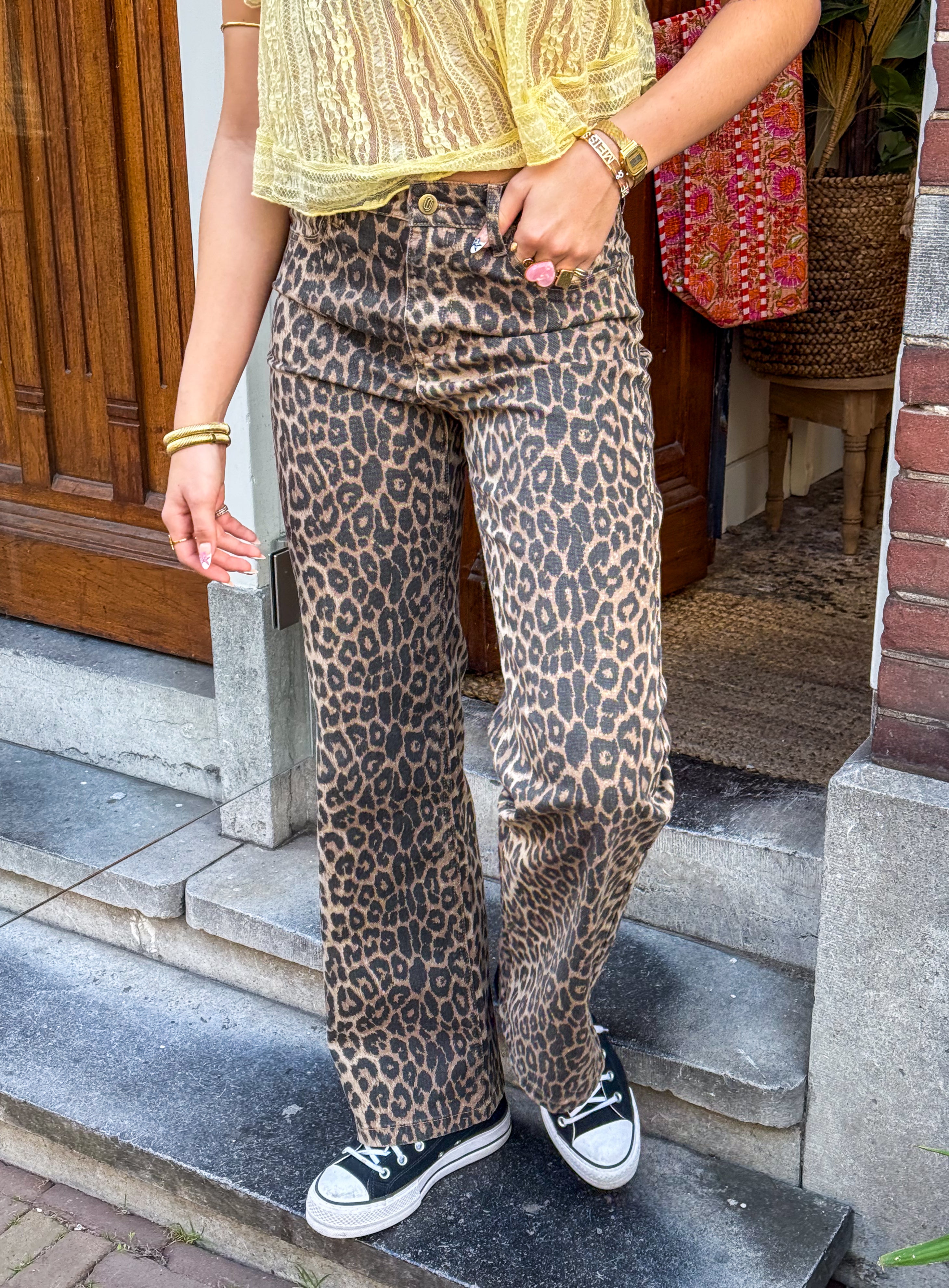 June Straight Leg Leopard Jeans
