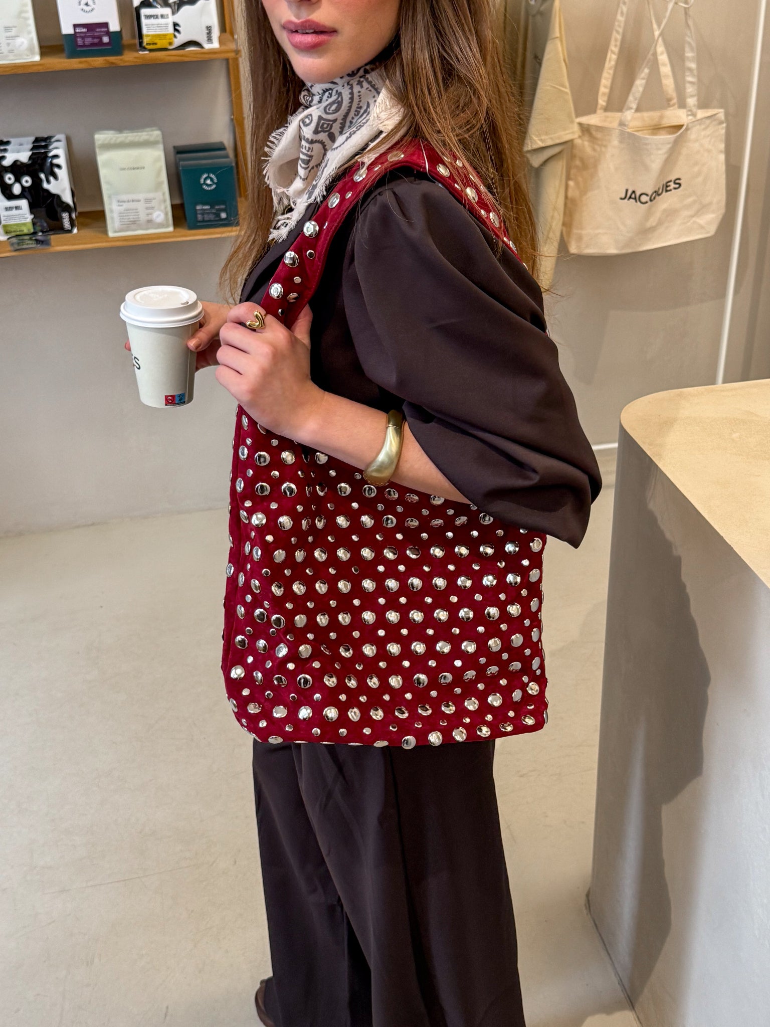 Loux Studs Bag Bordeaux