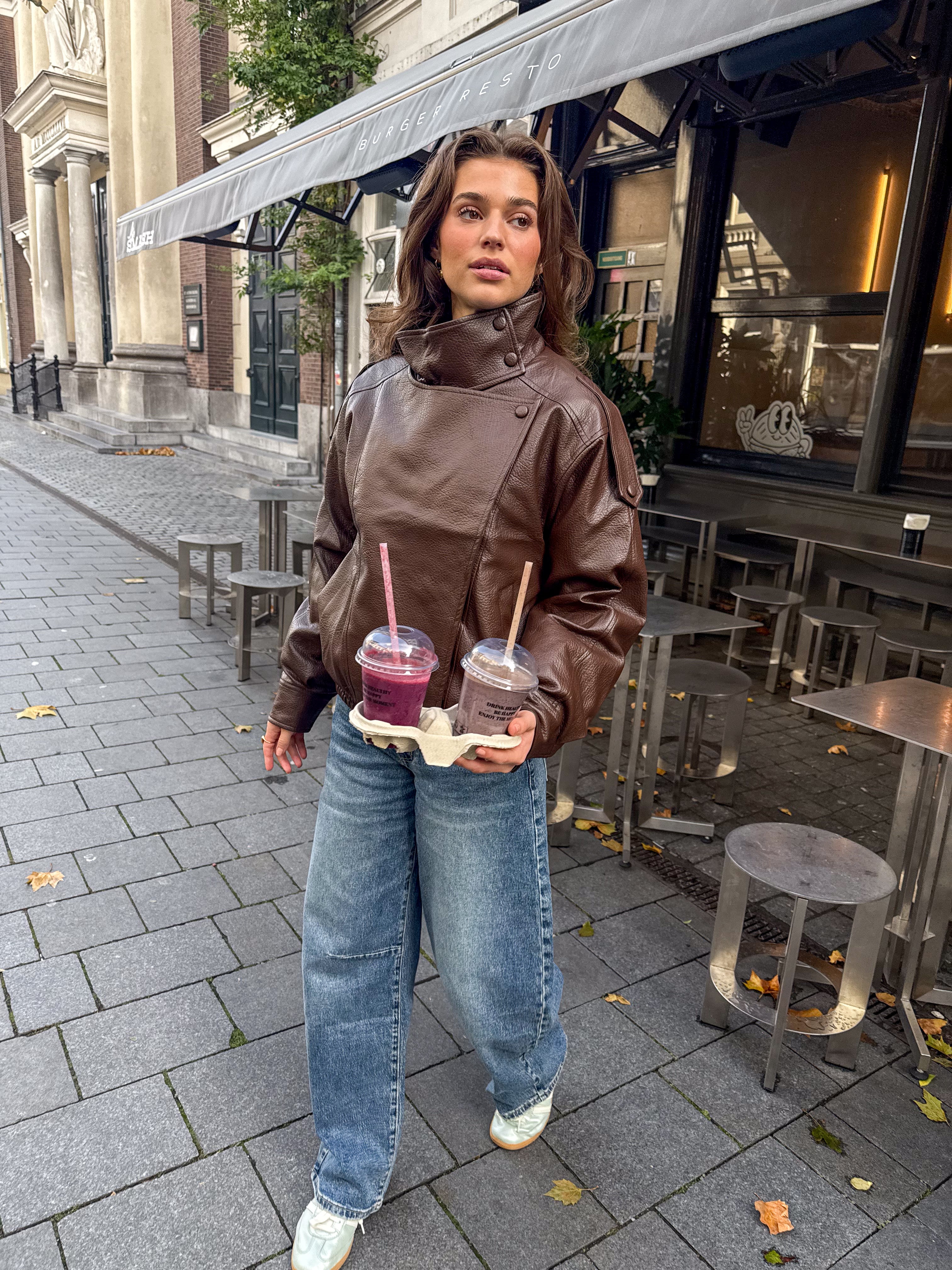 Maison Leather Jacket Brown