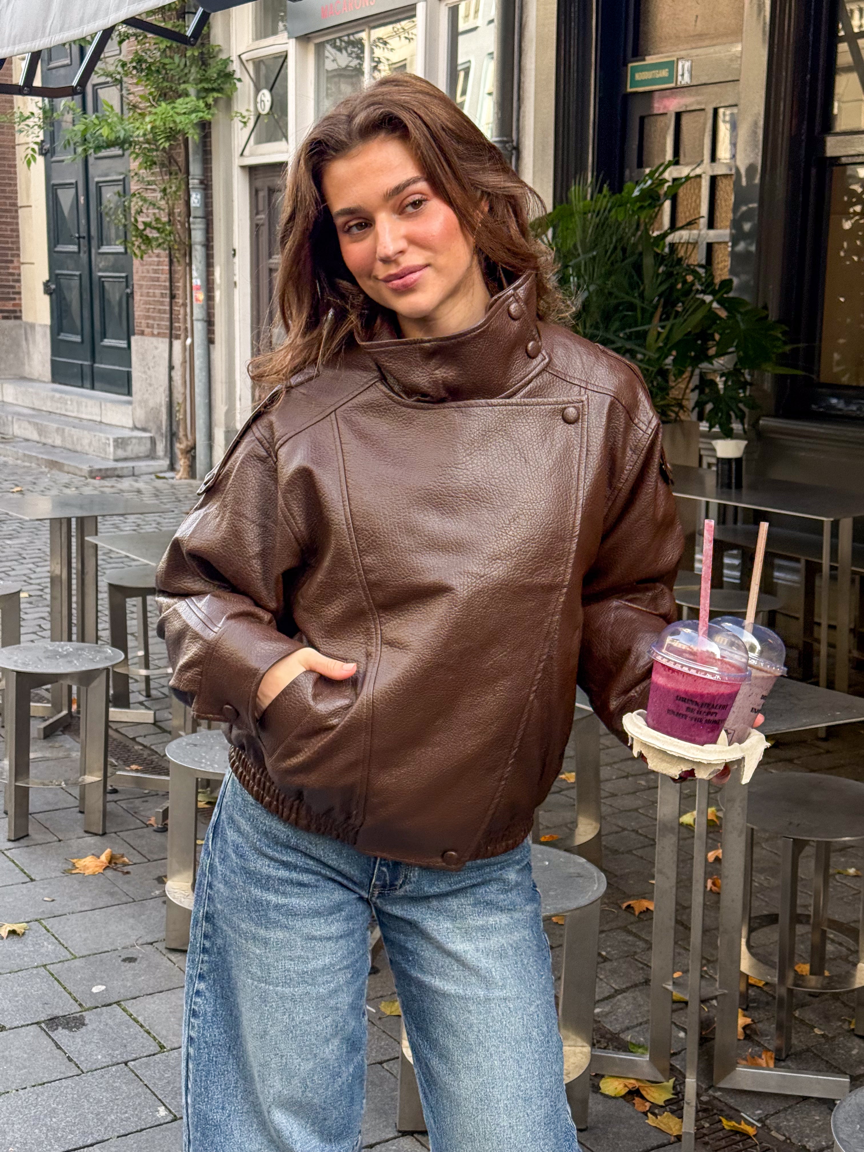 Maison Leather Jacket Brown