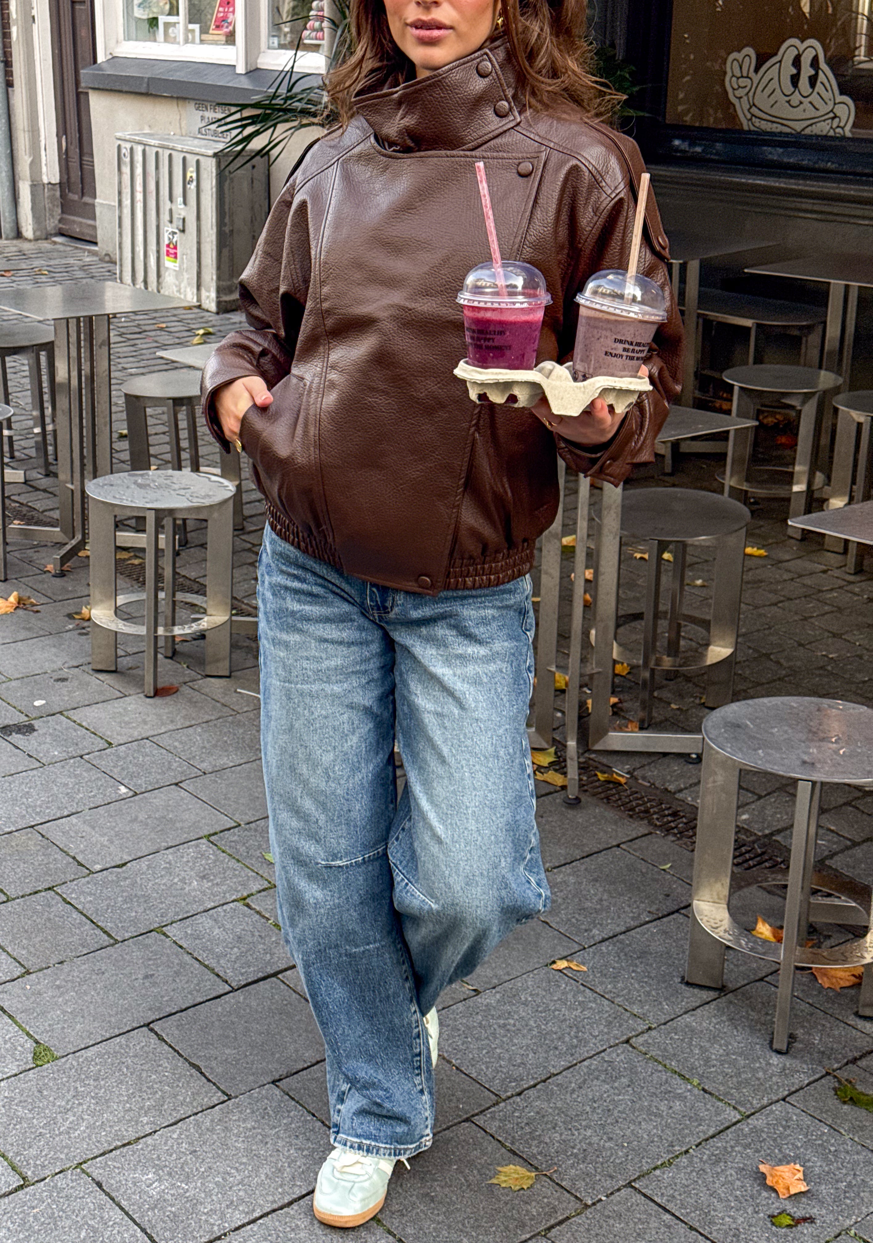 Maison Leather Jacket Brown