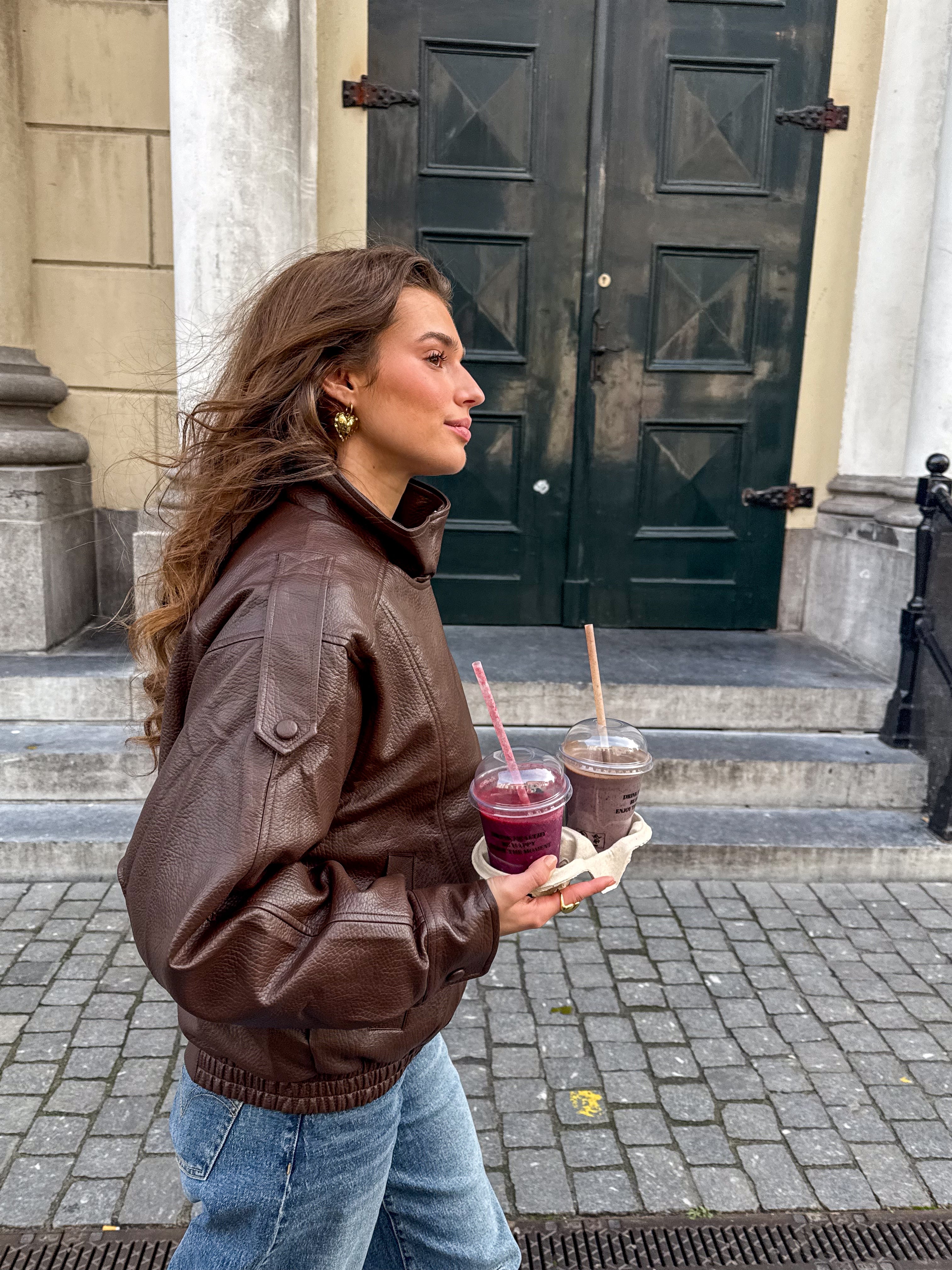 Maison Leather Jacket Brown