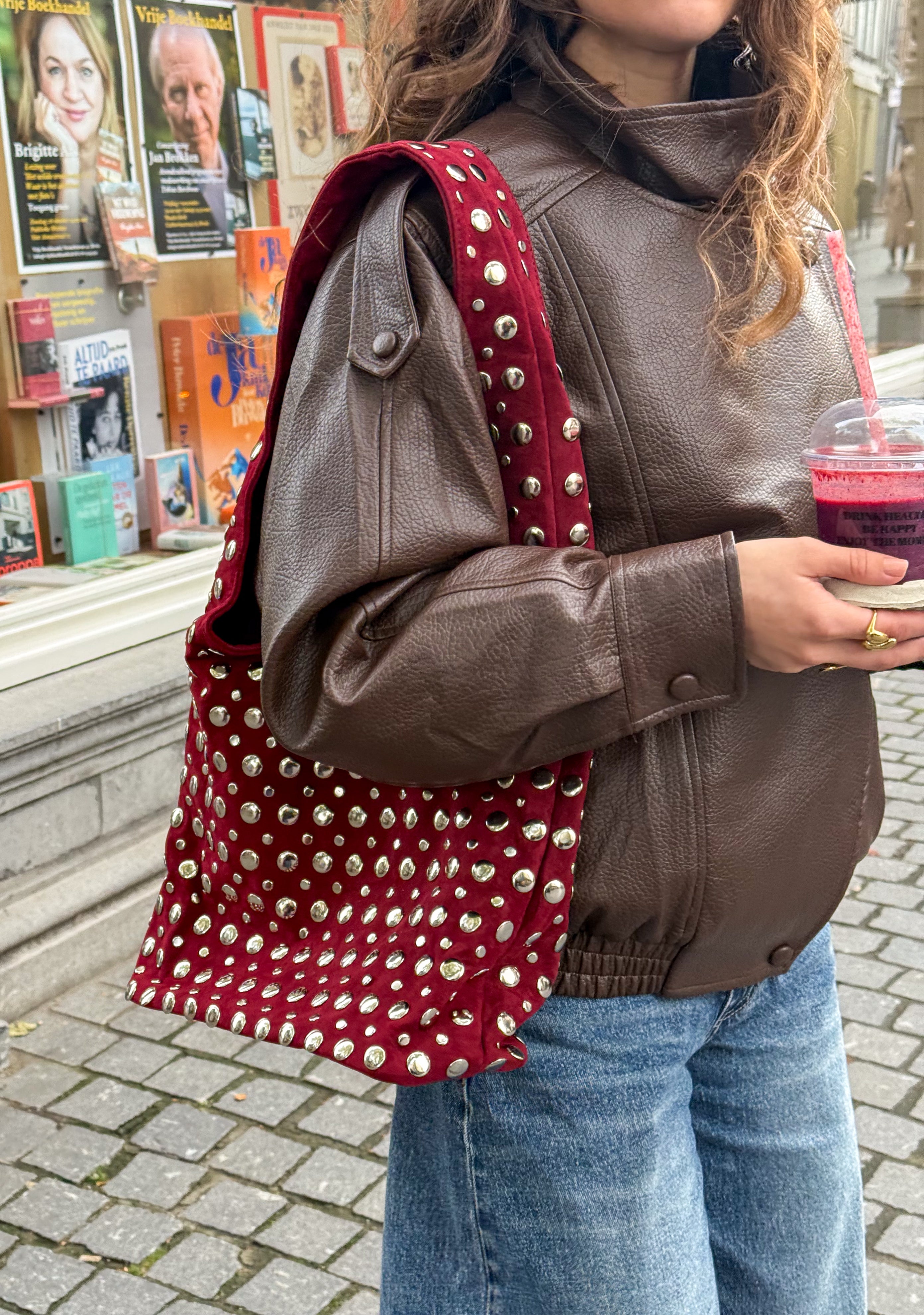Loux Studs Bag Bordeaux