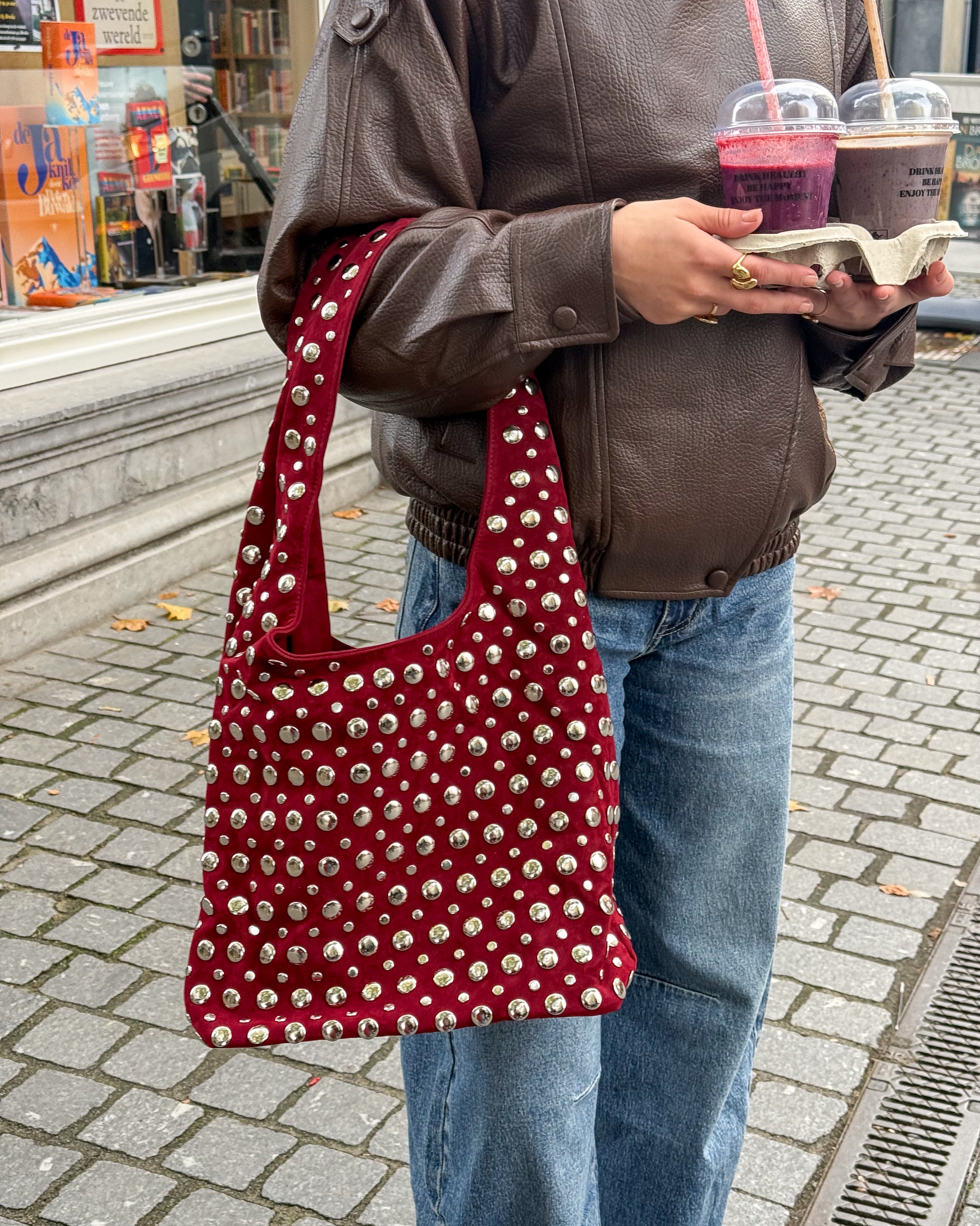 Loux Studs Bag Bordeaux