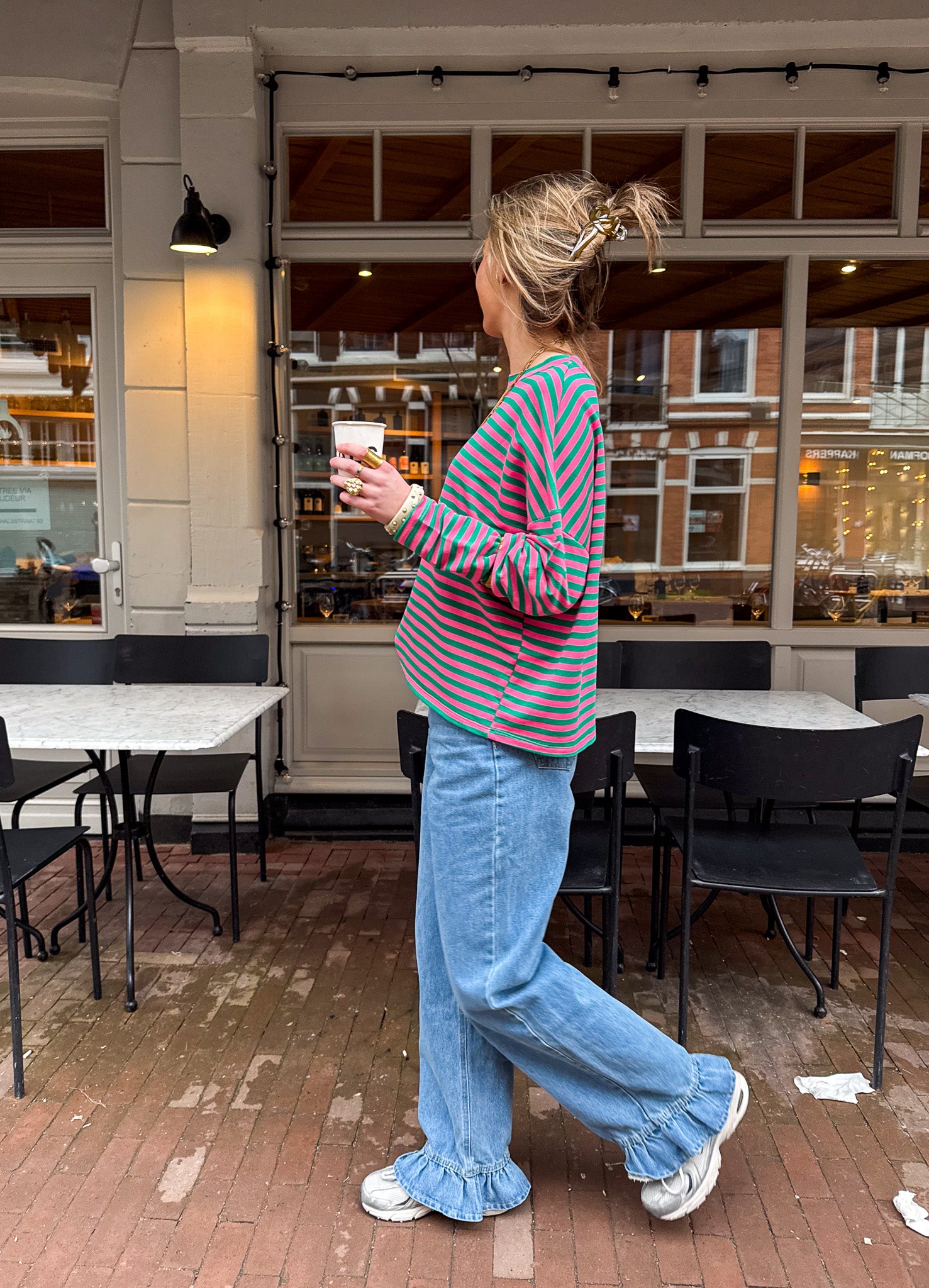 Mave Striped Top Green Pink