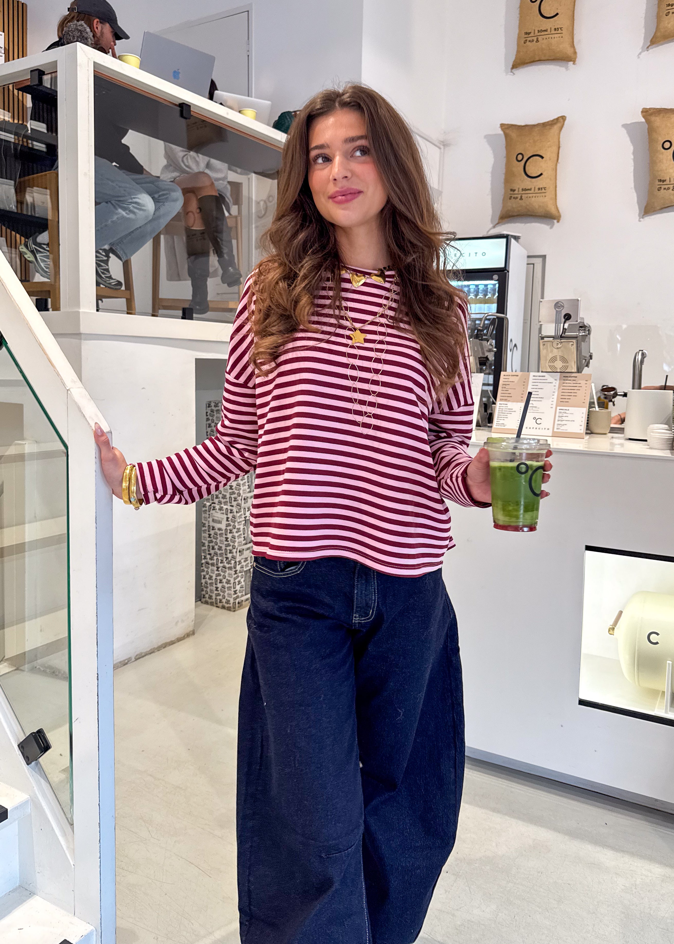 Mave Striped Top Bordeaux Rose