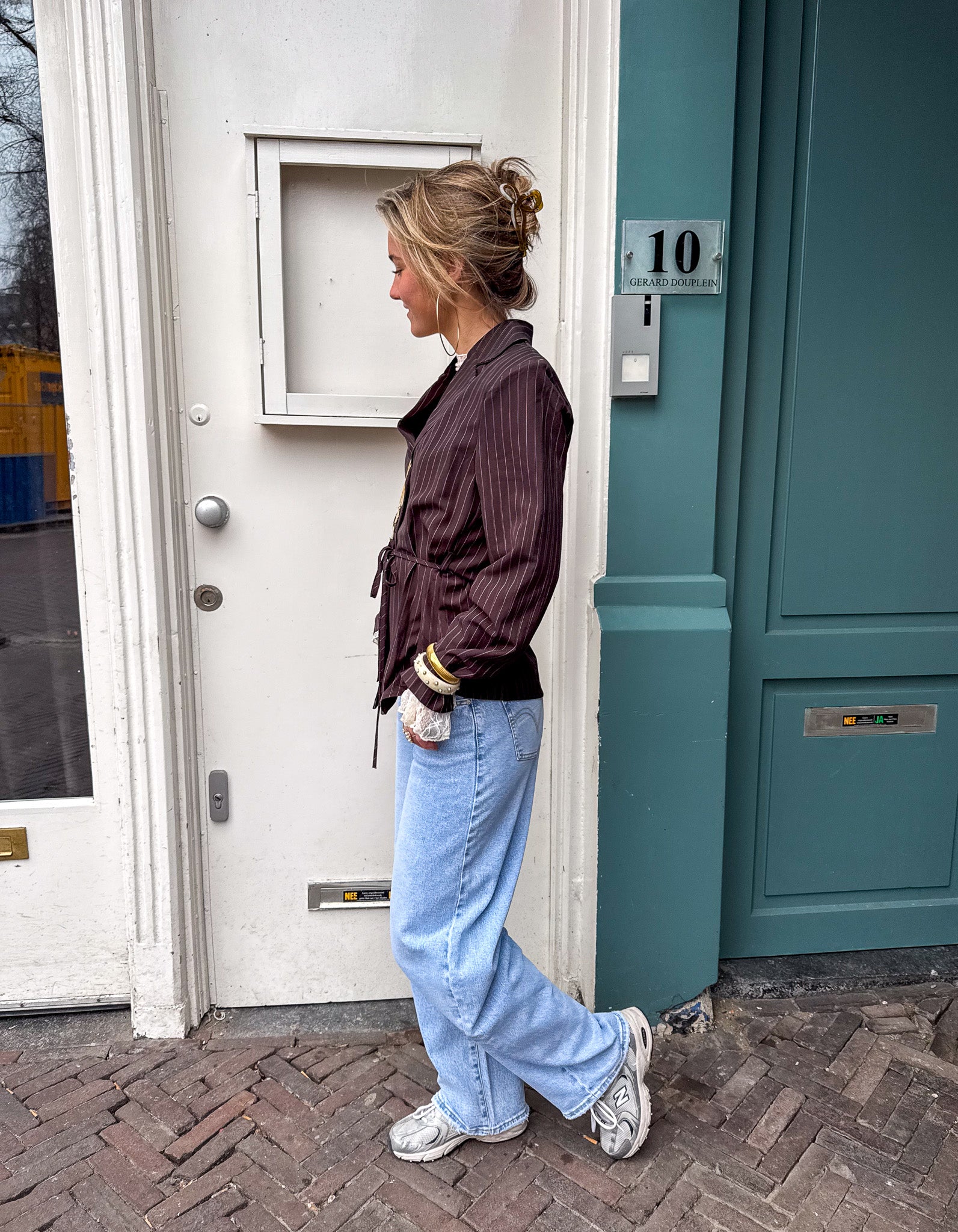 Mist Blazer Brown Striped