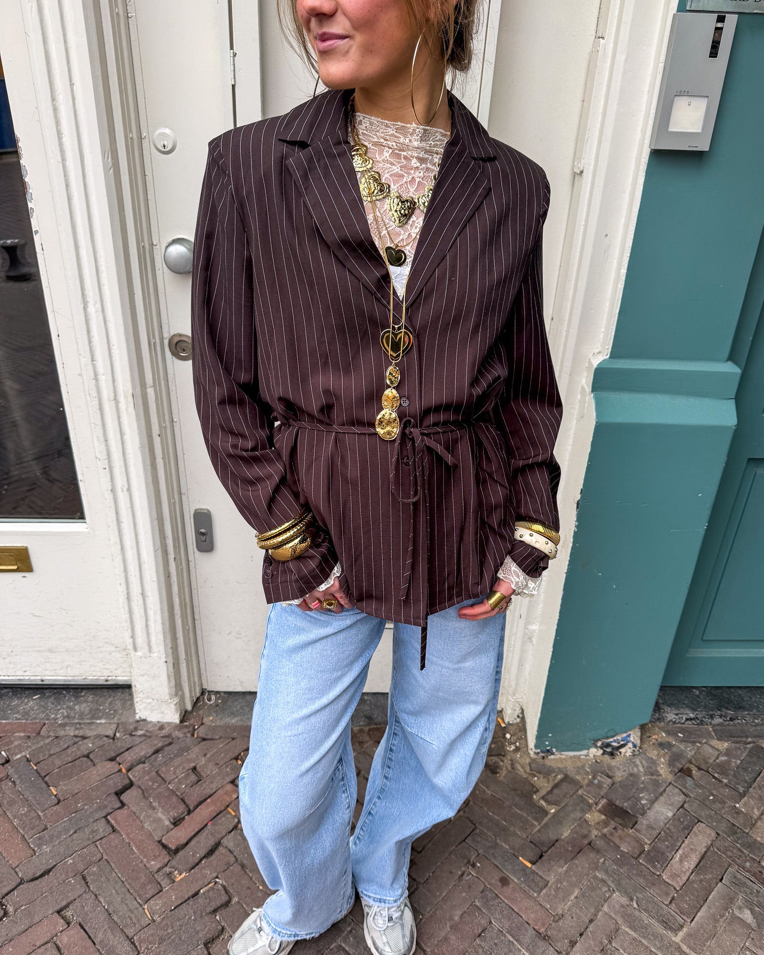 Mist Blazer Brown Striped