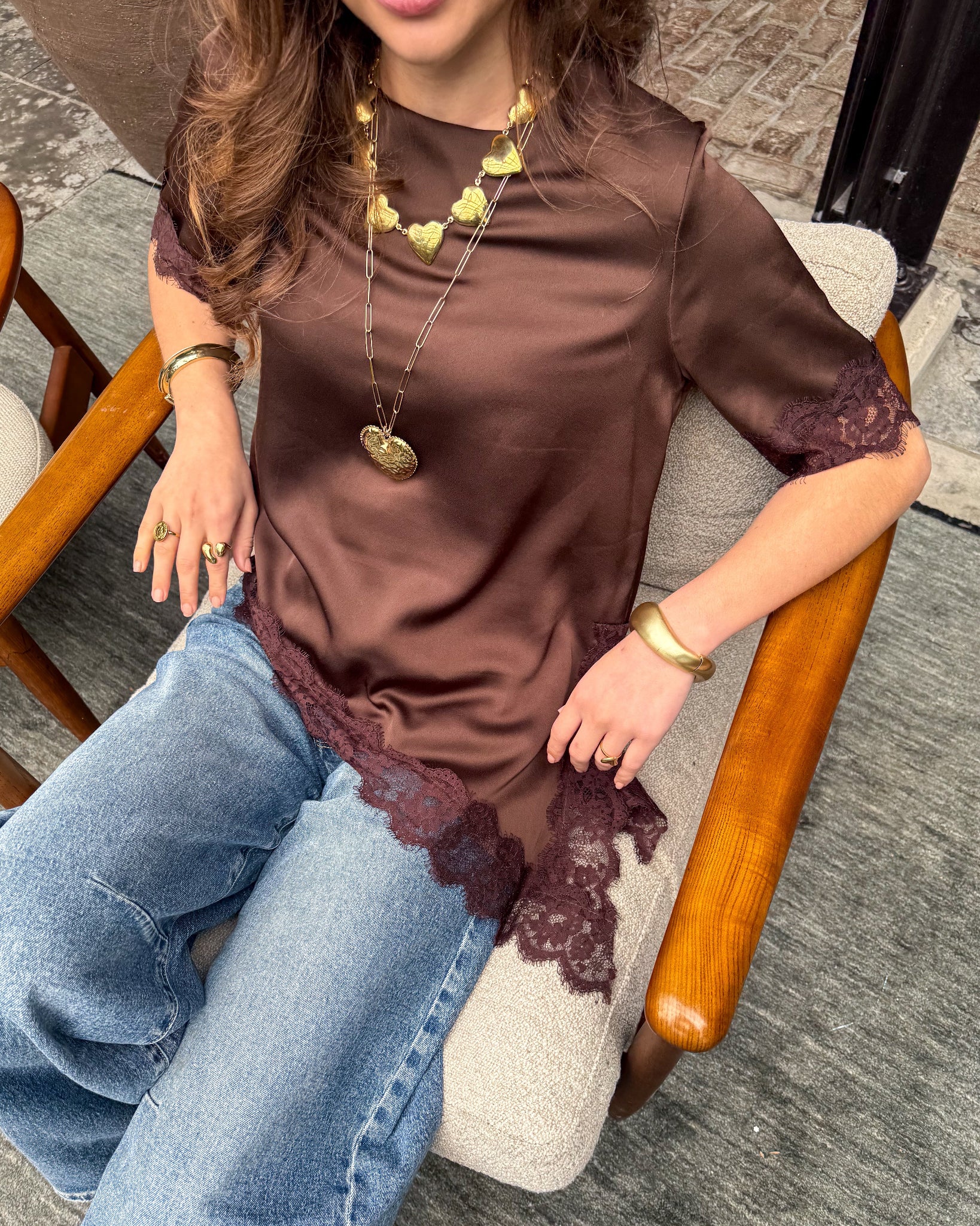 Misty Lace Top Brown