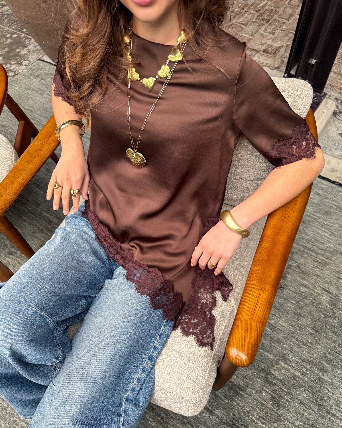 Misty Lace Top | Brown