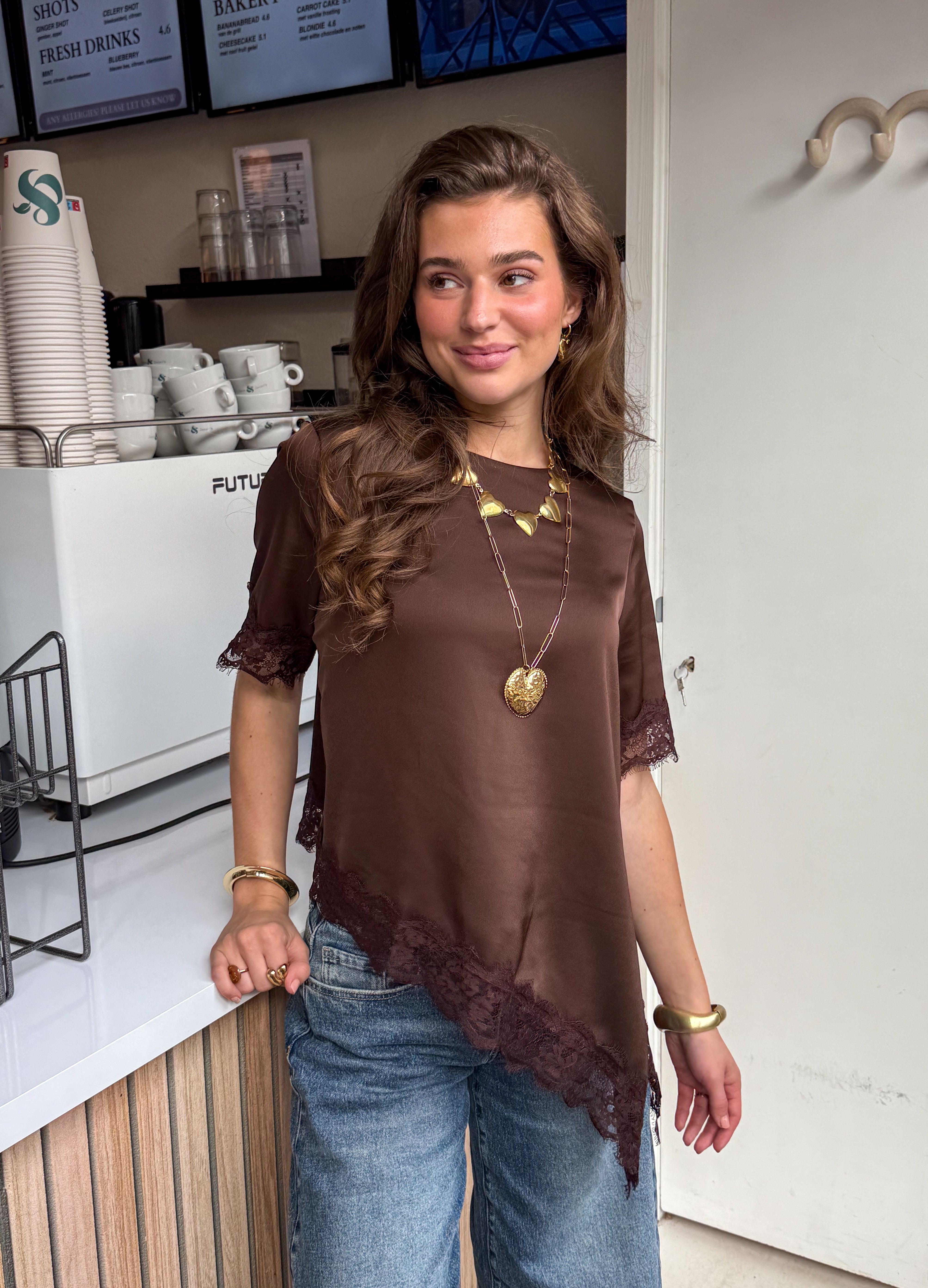 Misty Lace Top Brown