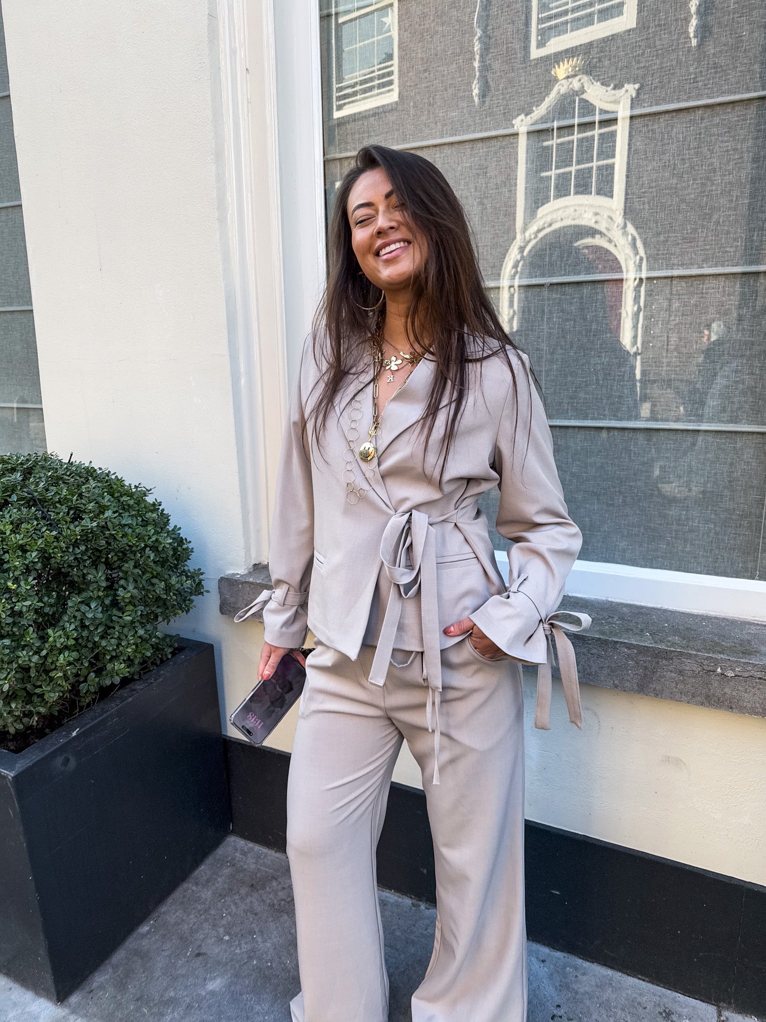 Nina Blazer Sleeve Detail Taupe