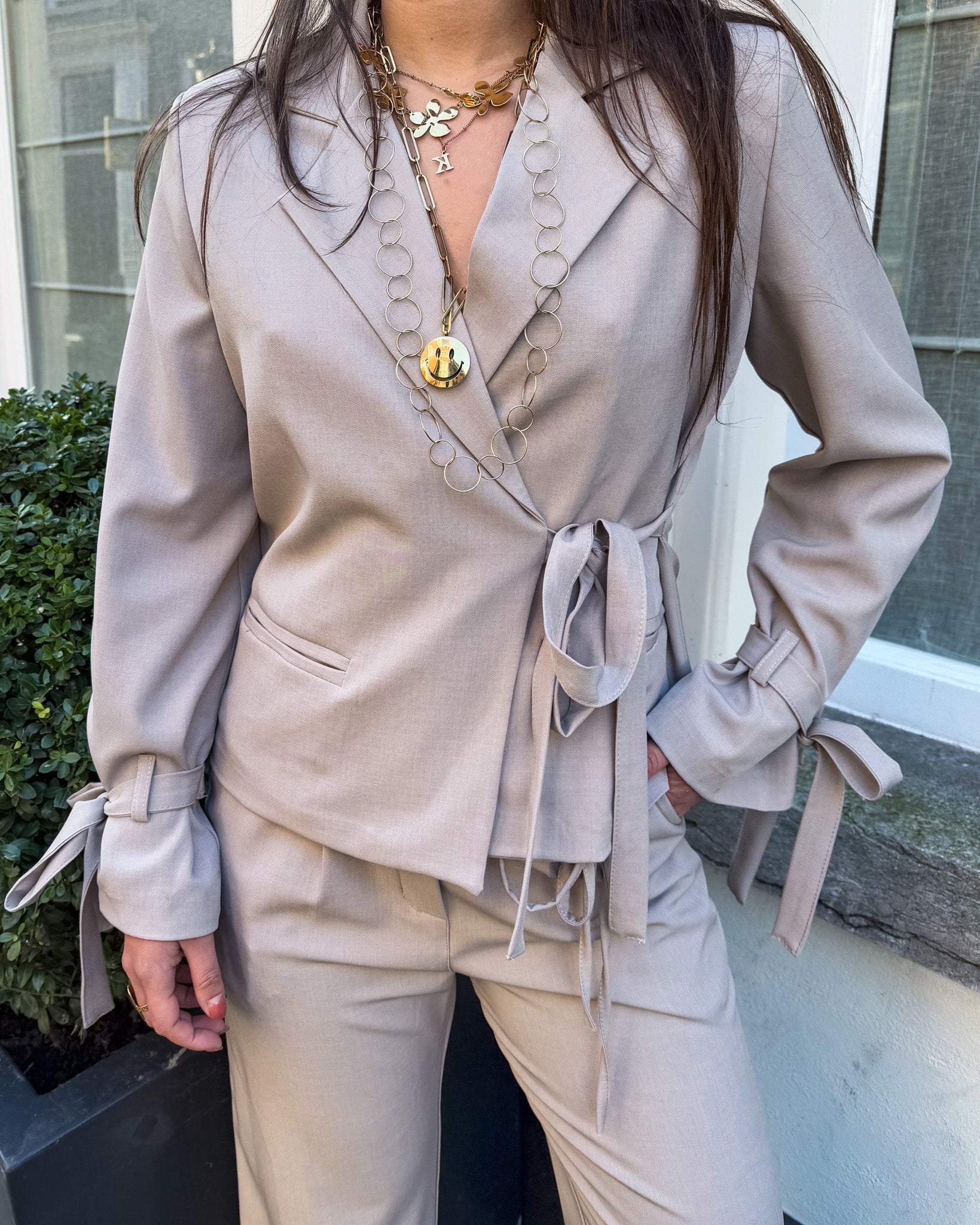 Nina Blazer Sleeve Detail Taupe