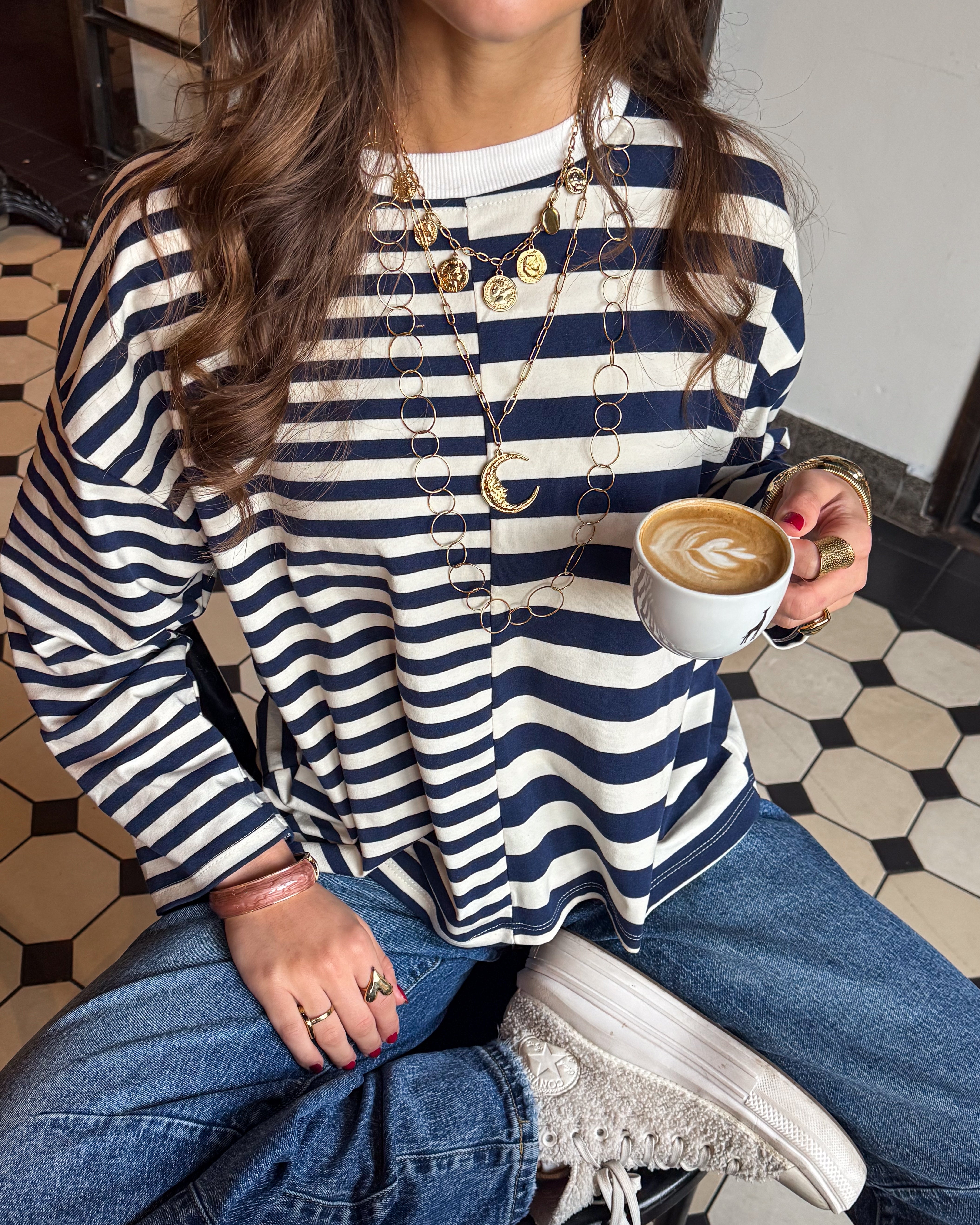 Noor Striped Longsleeve Navy