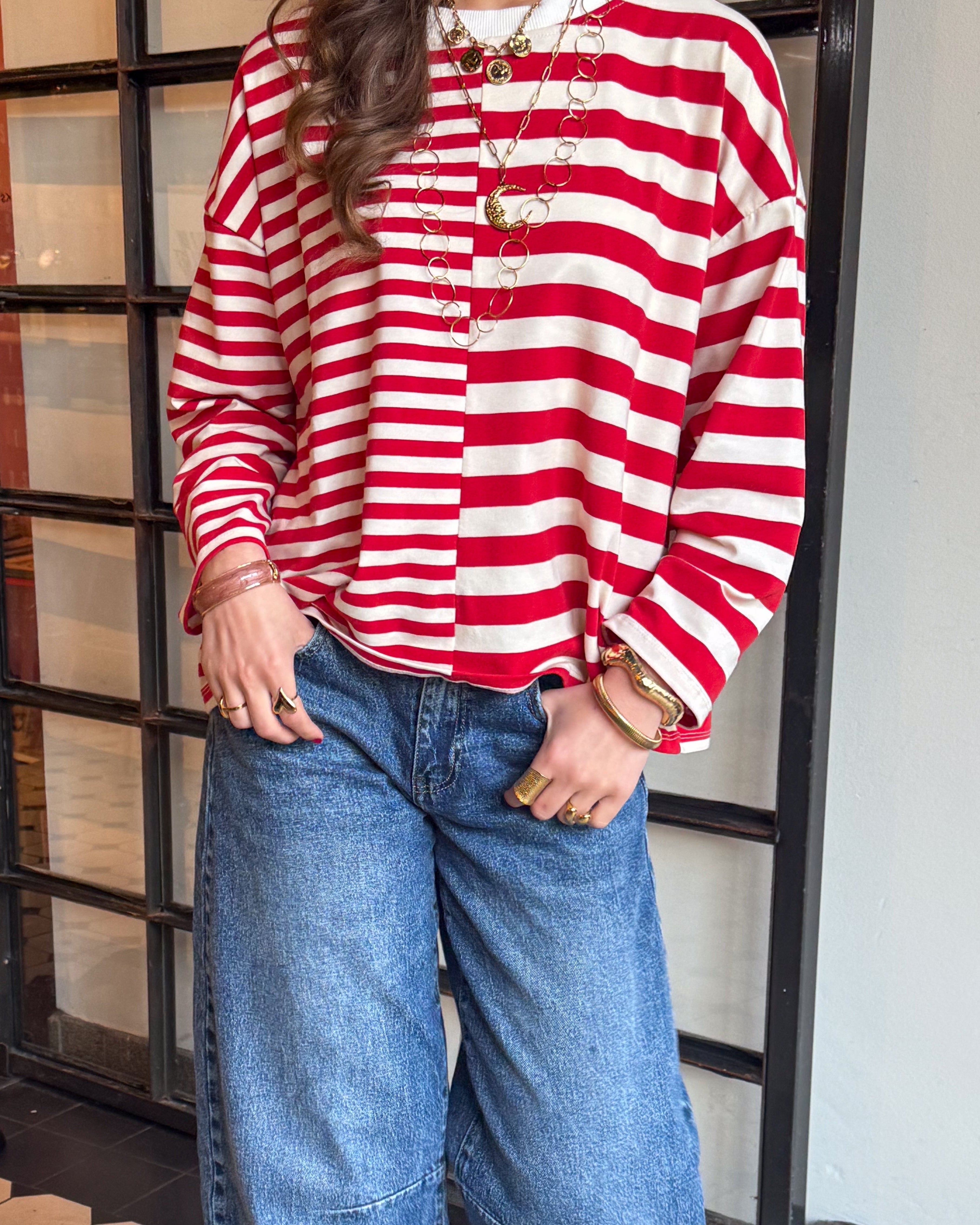 Noor Striped Longsleeve Red