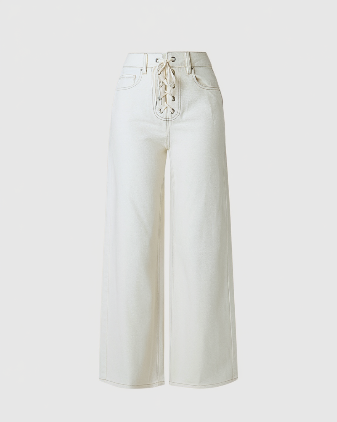 Rope Wide Leg Jeans Wit