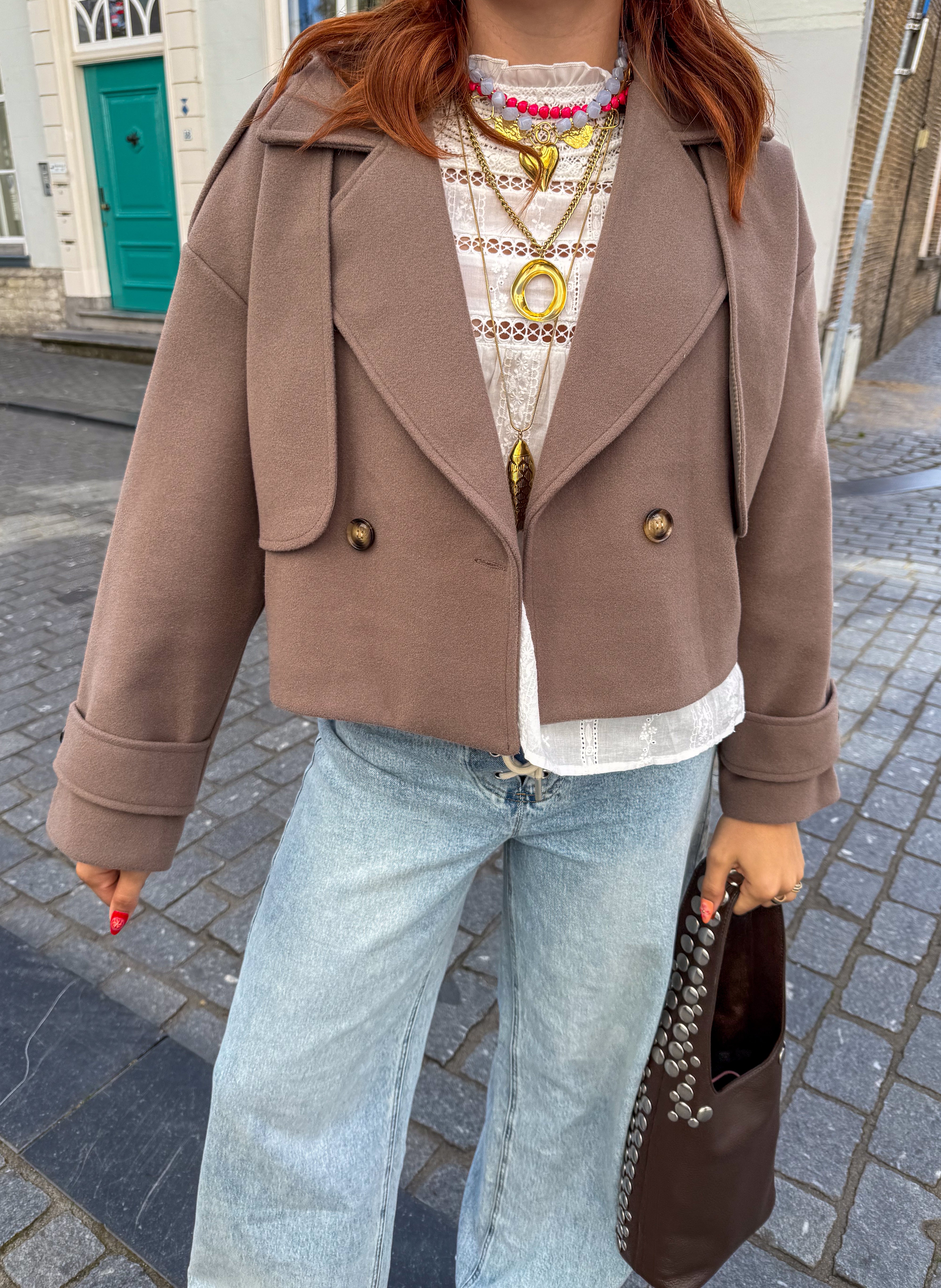 Paris Cropped Soft Trenchcoat Taupe
