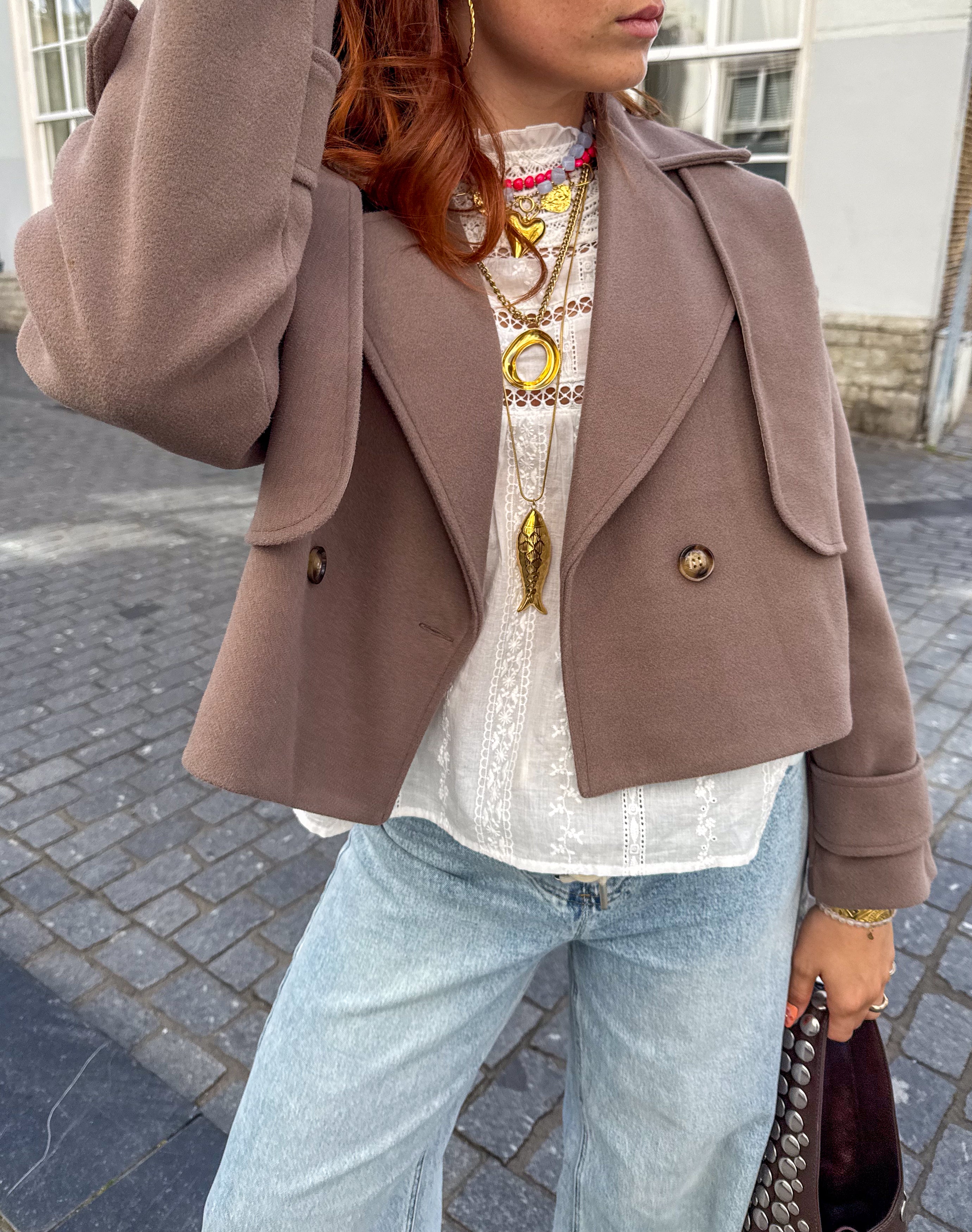 Paris Cropped Soft Trenchcoat Taupe