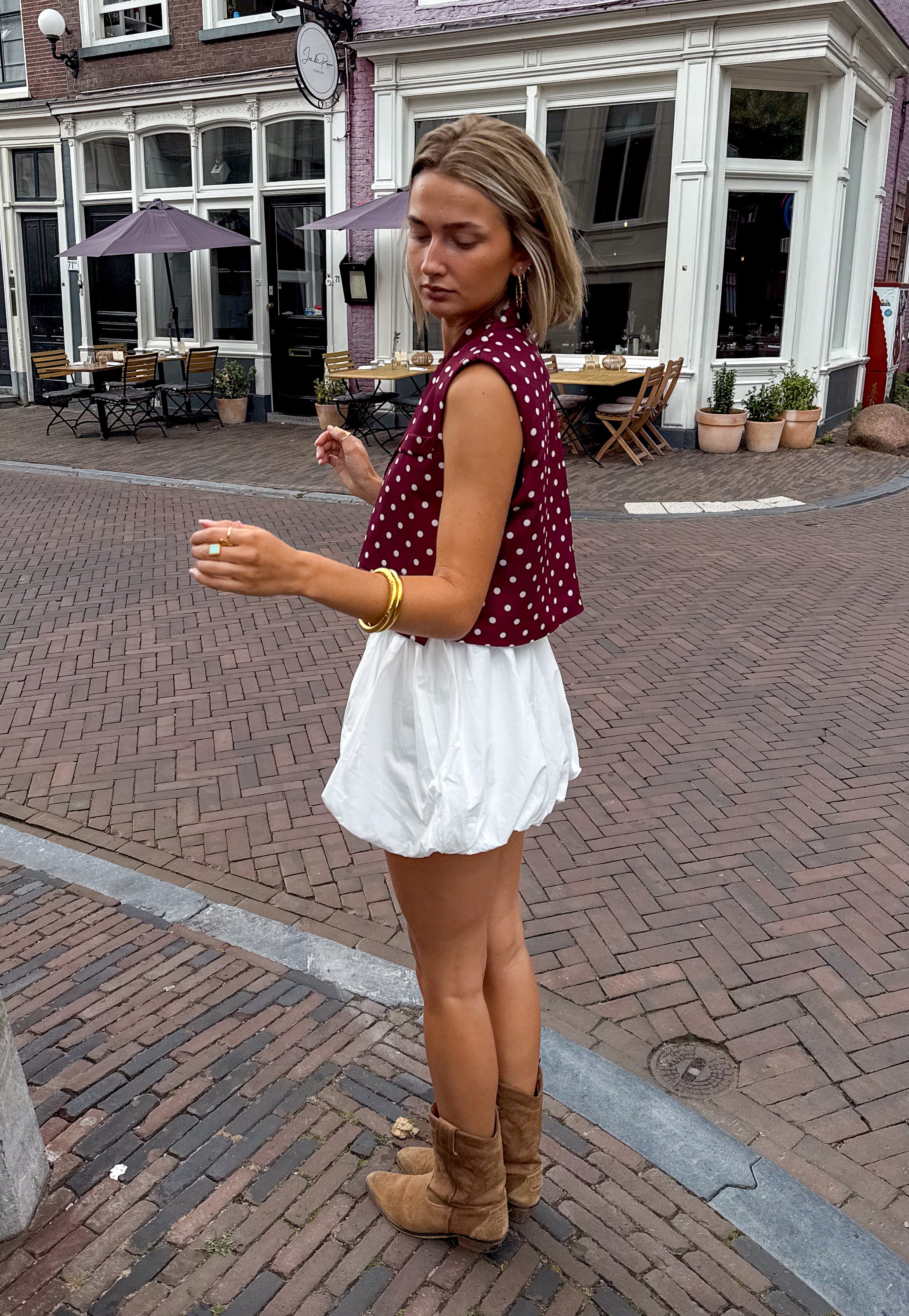 Pom Dots Gilet Bordeaux
