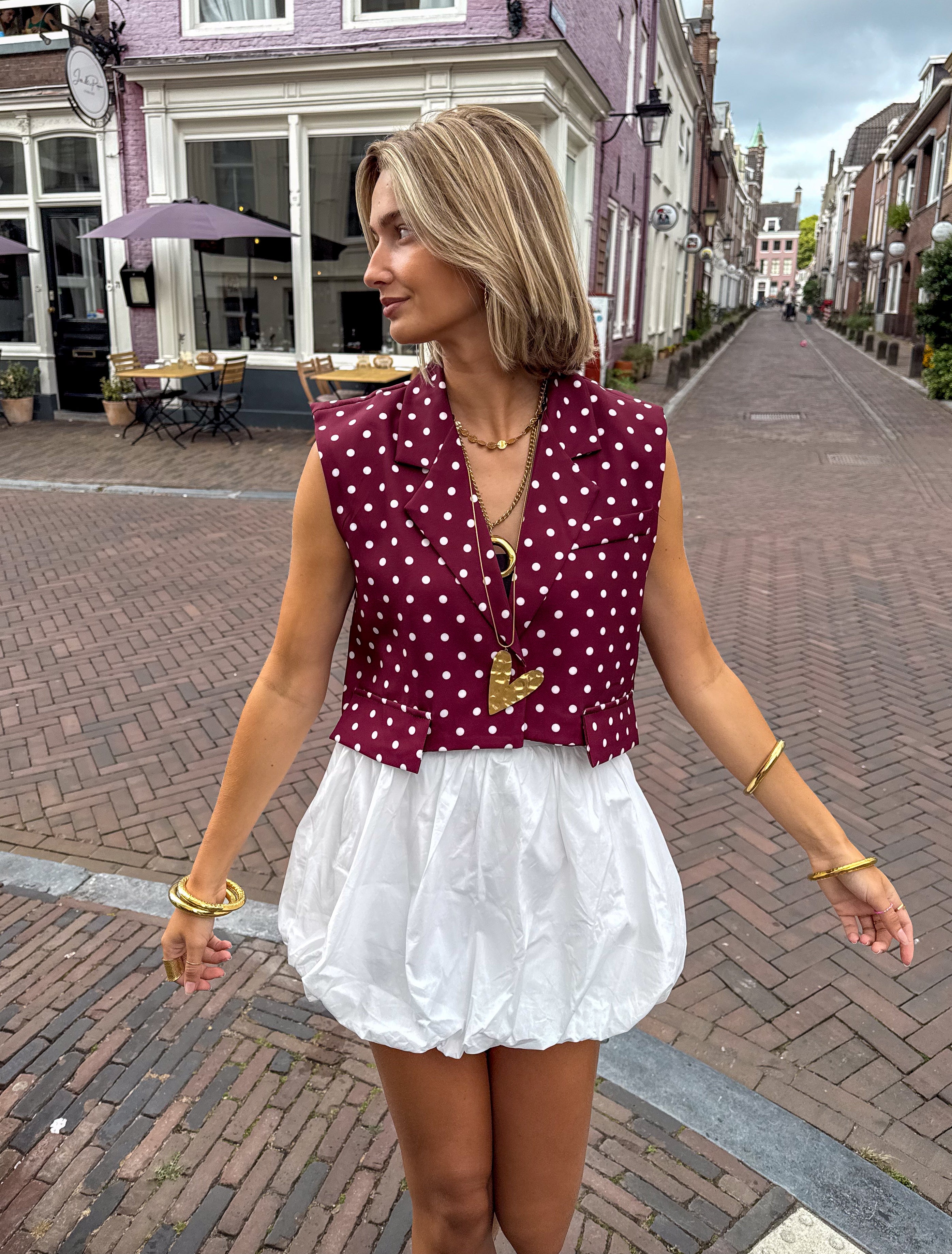 Pom Dots Gilet Bordeaux