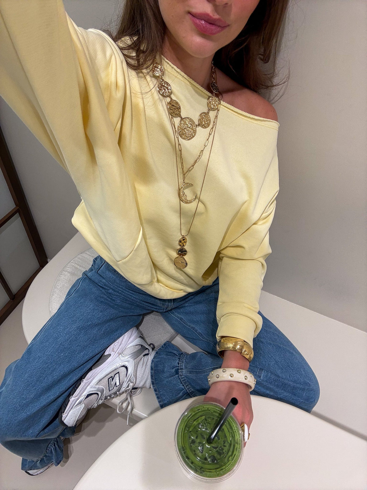 Riz Off Shoulder Trui | Lemon